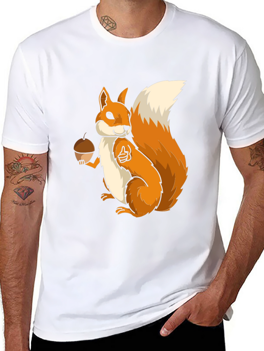 Squirrel Graphic T-Shirt - Black Cotton Blend