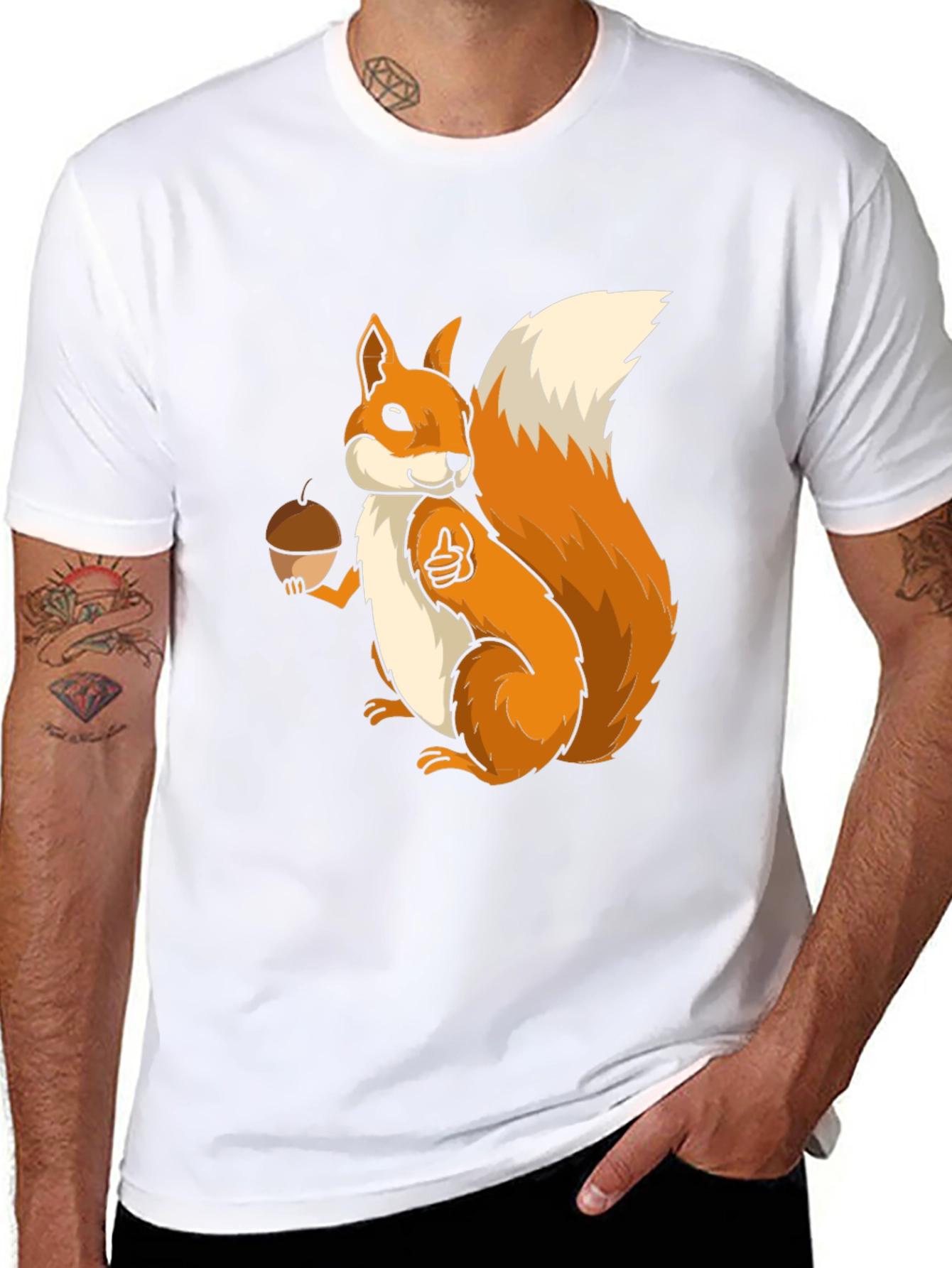 Squirrel Graphic T-Shirt - Black Cotton Blend