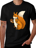 Squirrel Graphic T-Shirt - Black Cotton Blend