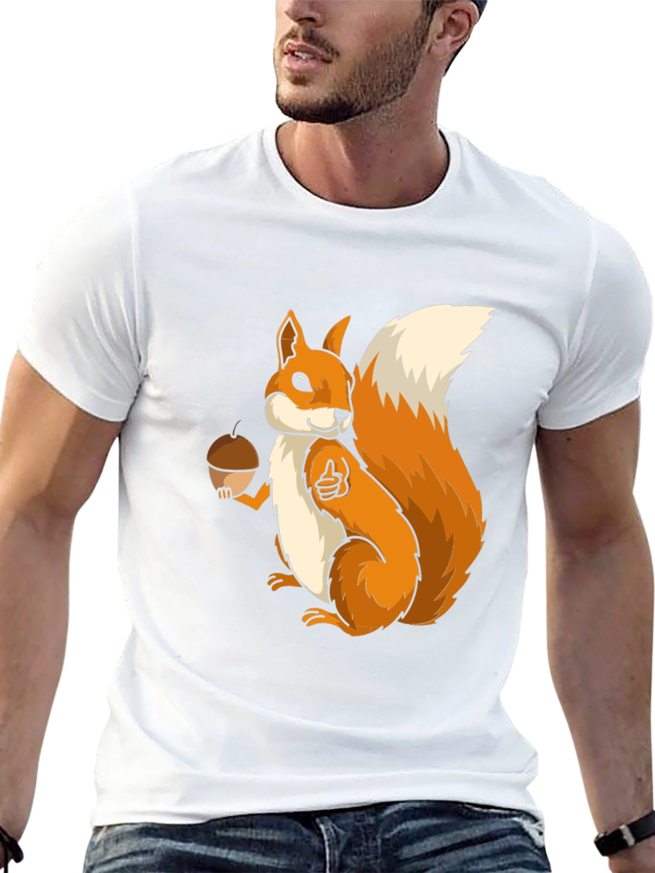 Squirrel Graphic T-Shirt - Black Cotton Blend