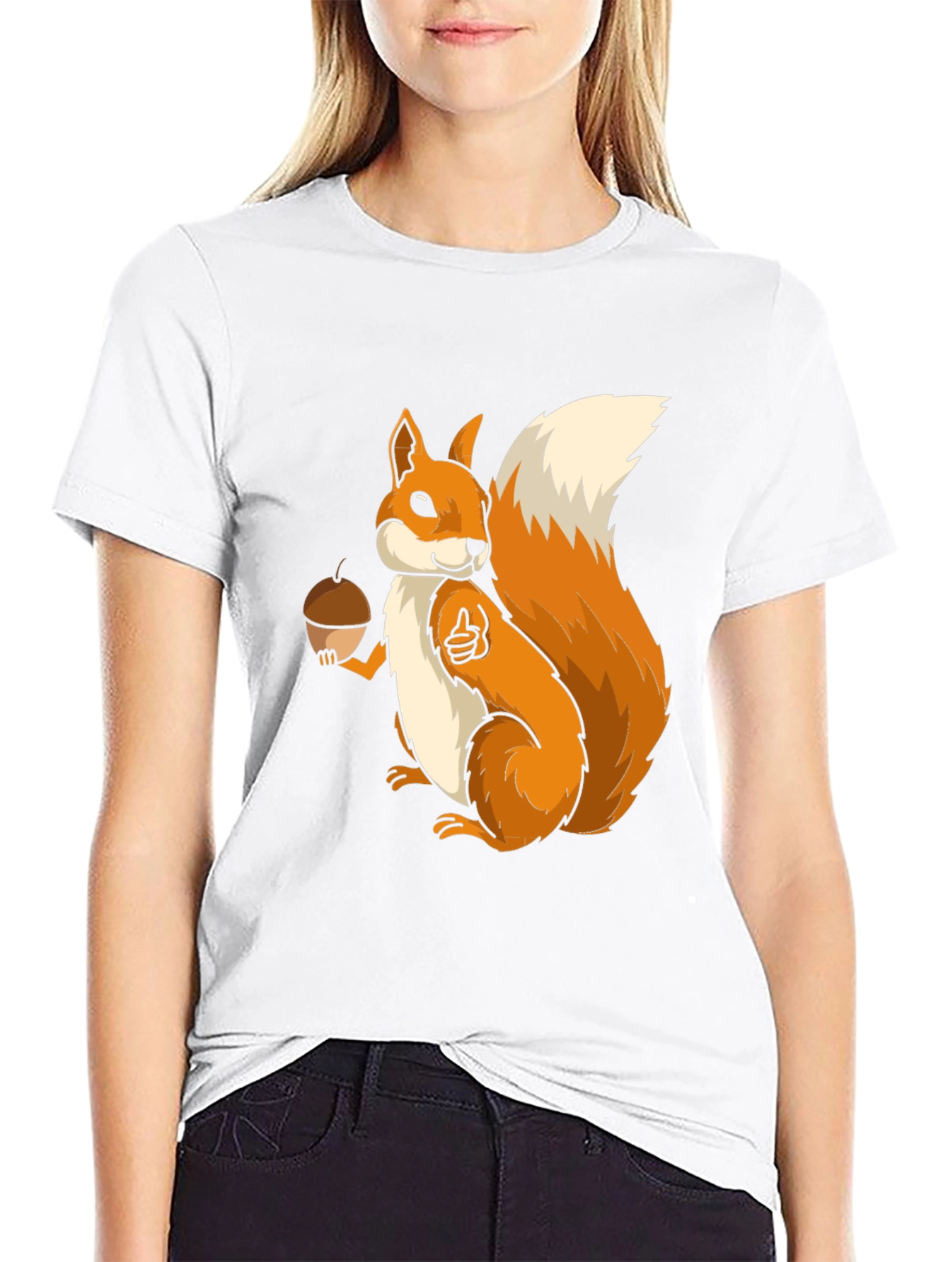 Squirrel Graphic T-Shirt - Black Cotton Blend