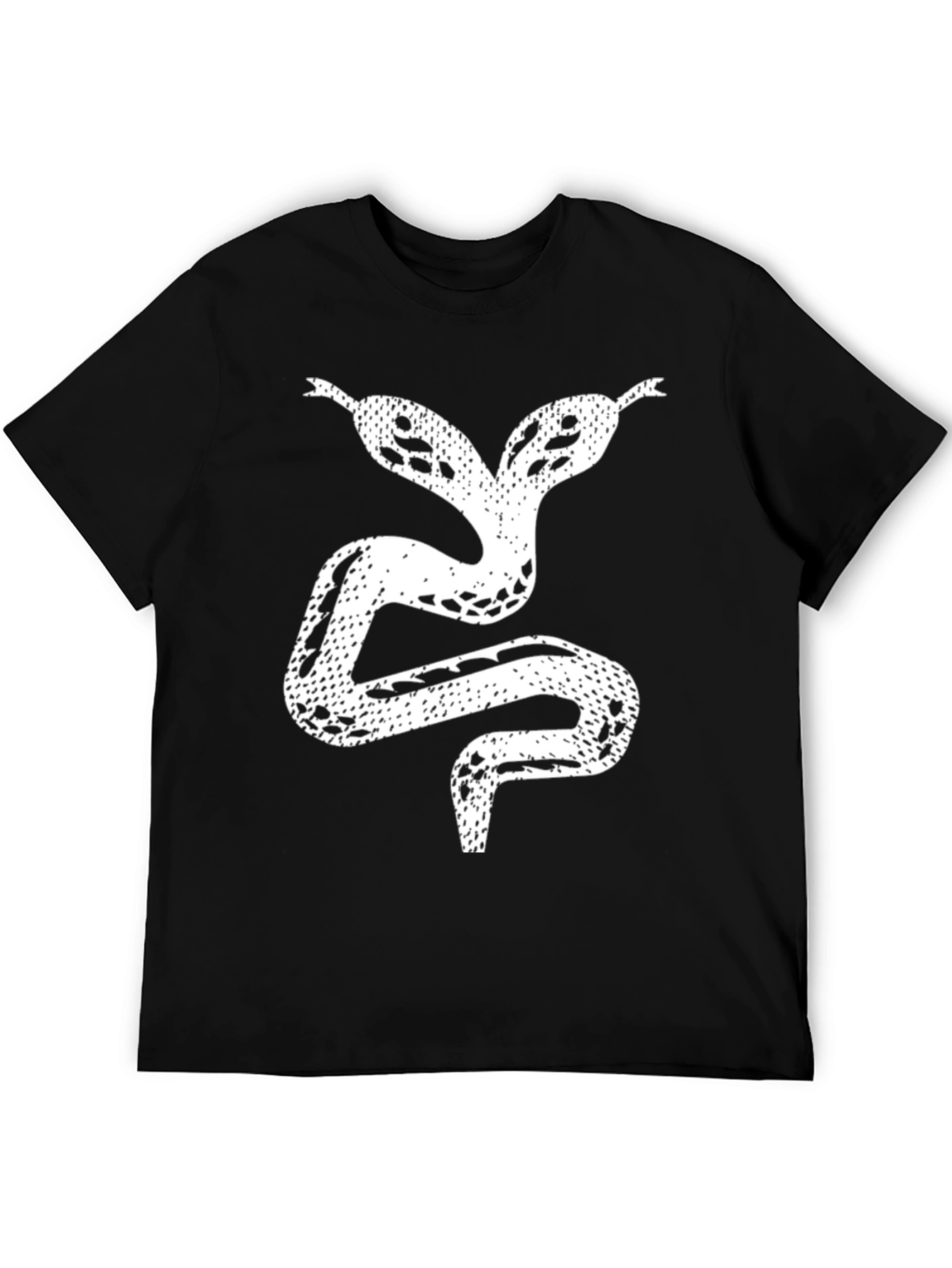 Two-Headed Snake Graphic Tee - Black Cotton T-Shirt
