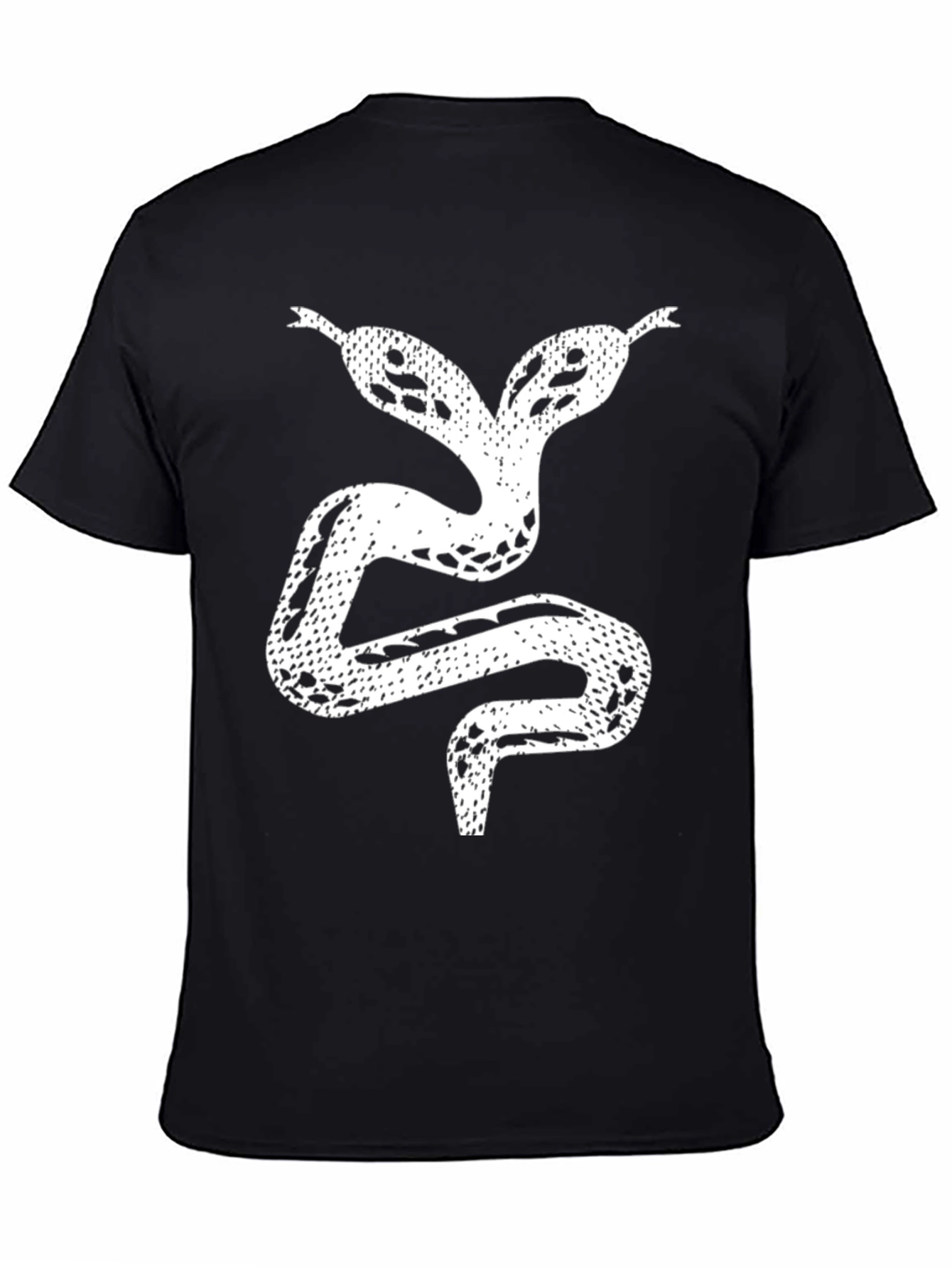 Two-Headed Snake Graphic Tee - Black Cotton T-Shirt