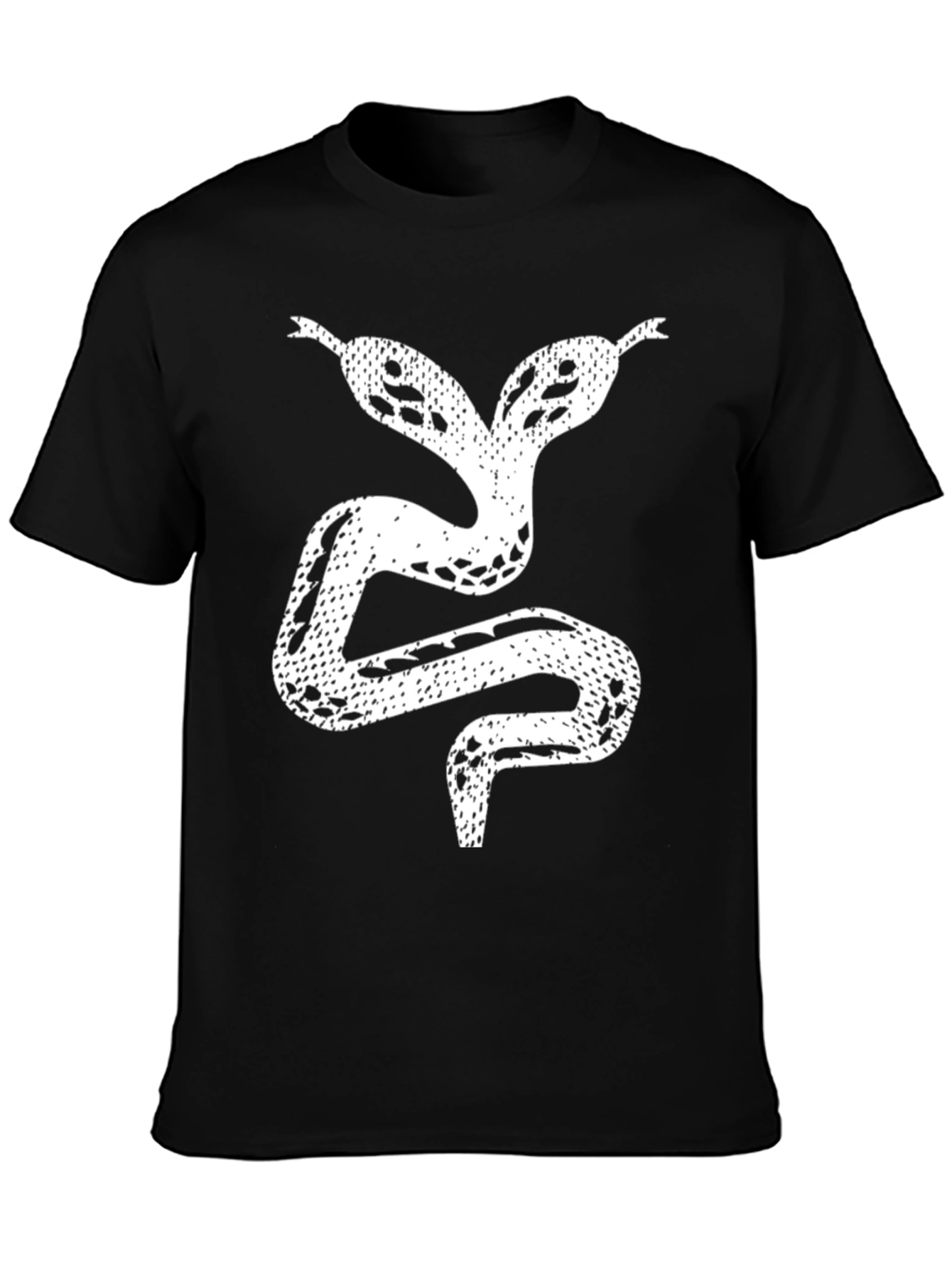 Two-Headed Snake Graphic Tee - Black Cotton T-Shirt