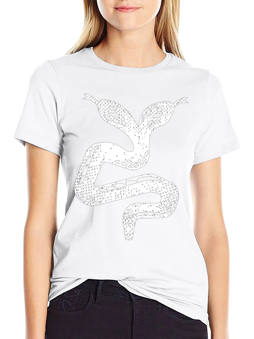 Two-Headed Snake Graphic Tee - Black Cotton T-Shirt