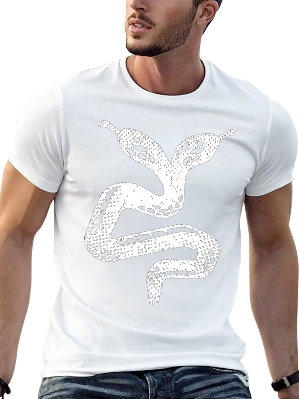 Two-Headed Snake Graphic Tee - Black Cotton T-Shirt