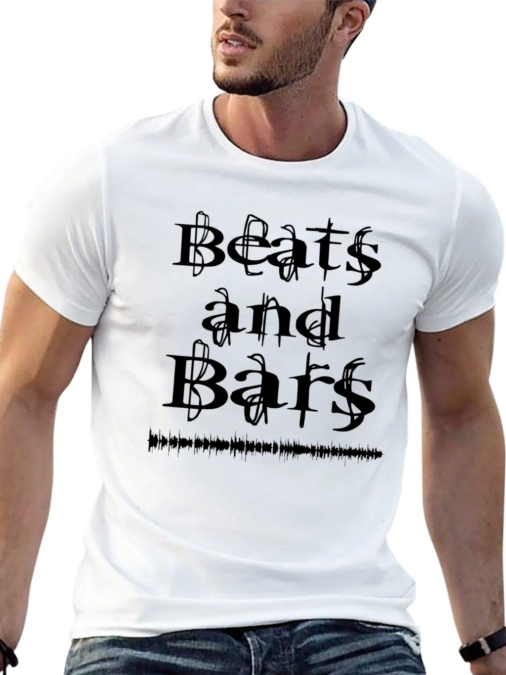 Beats and Bars Graphic Tee - Black Crewneck