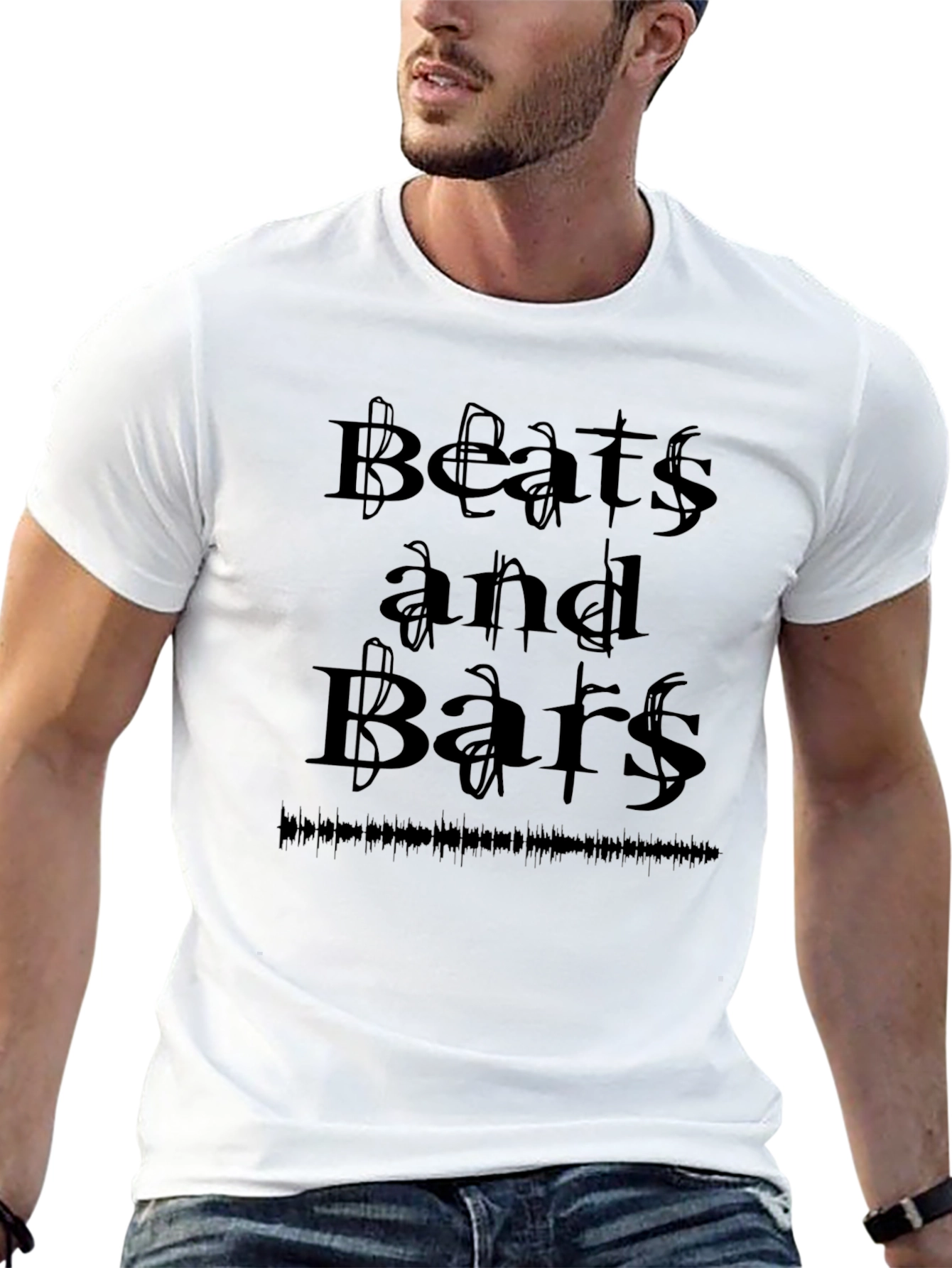 Beats and Bars Graphic Tee - Black Crewneck