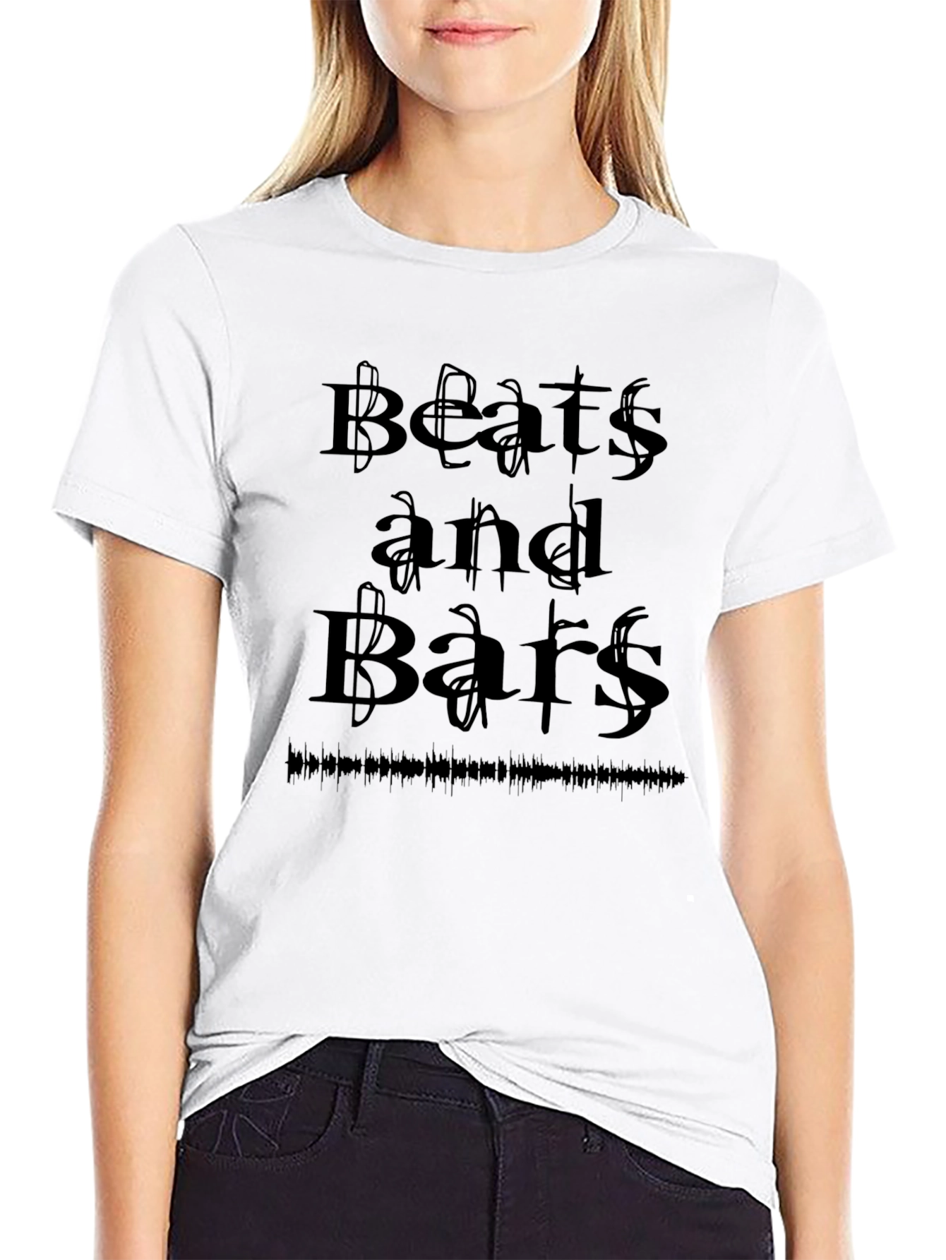 Beats and Bars Graphic Tee - Black Crewneck