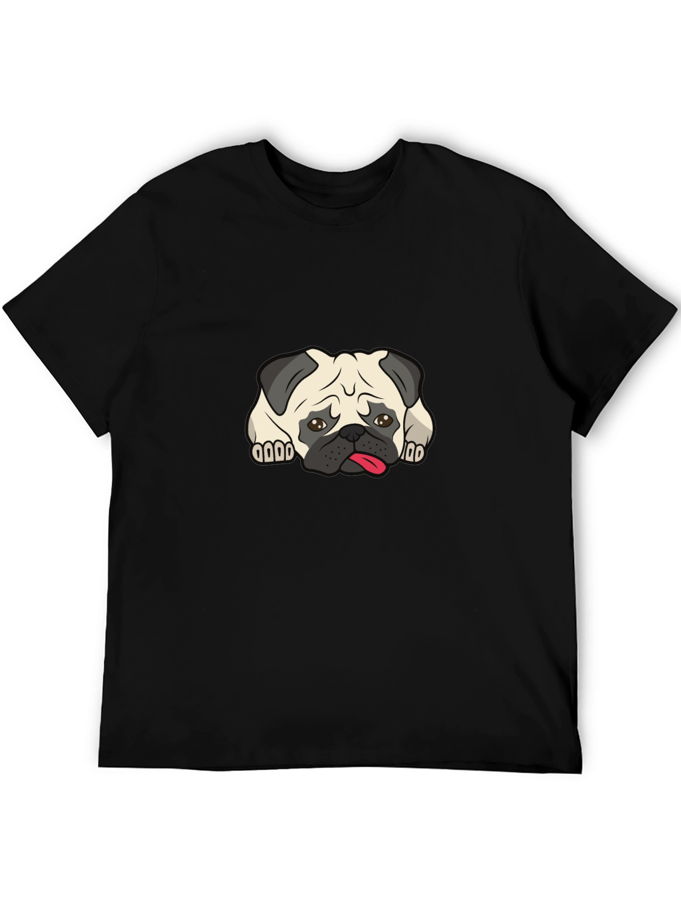 Pug Graphic Black T-Shirt - Mens Casual Tee