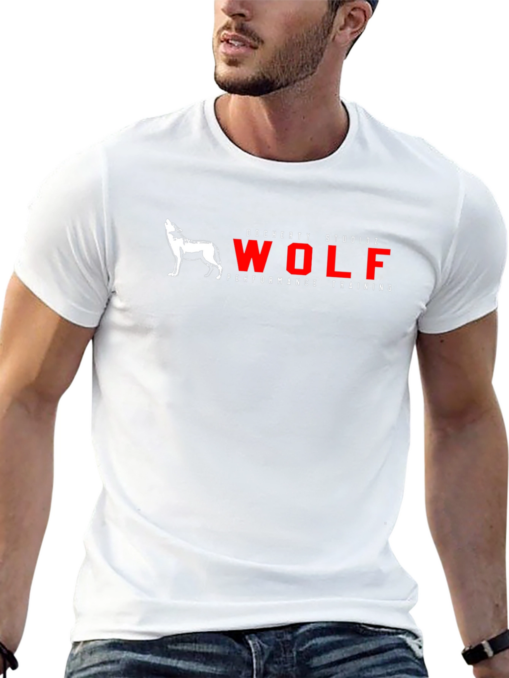 Mens Black Wolf Performance Training Graphic T-Shirt