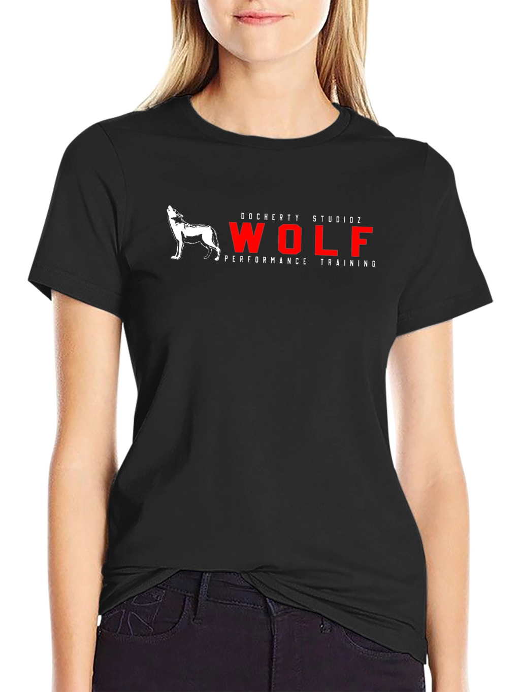 Mens Black Wolf Performance Training Graphic T-Shirt
