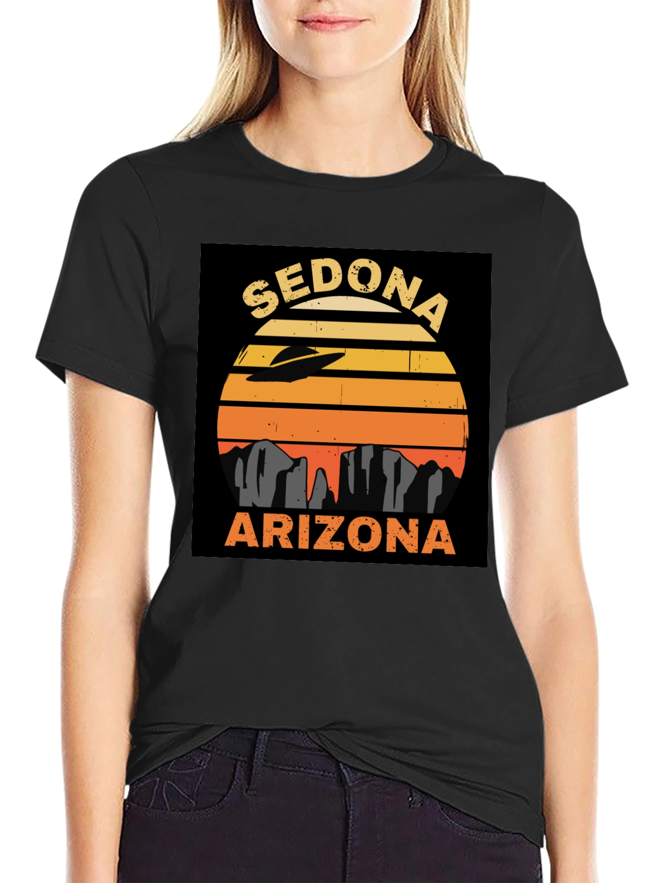 Sedona Arizona UFO Retro Sunset T-Shirt