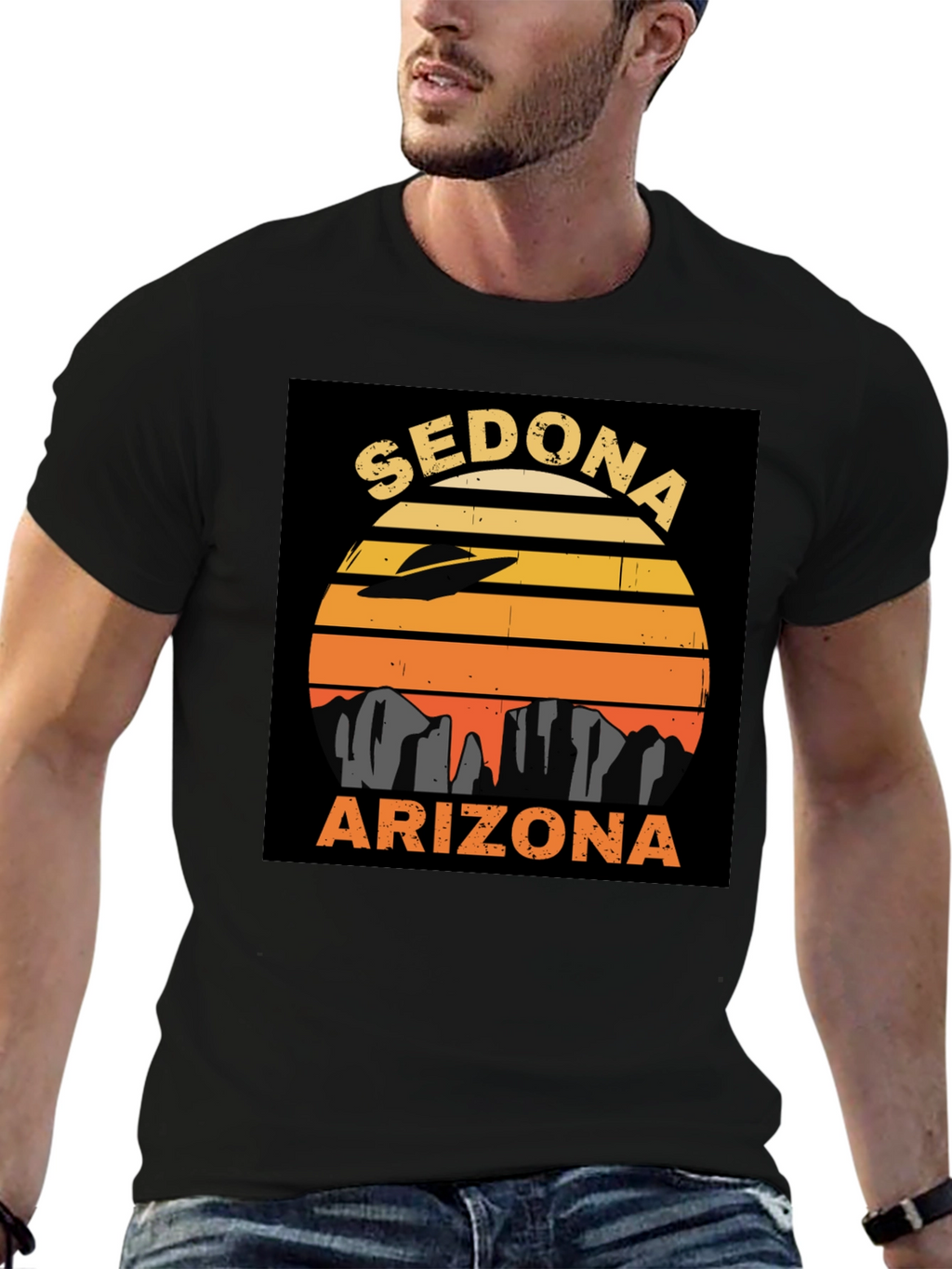 Sedona Arizona UFO Retro Sunset T-Shirt