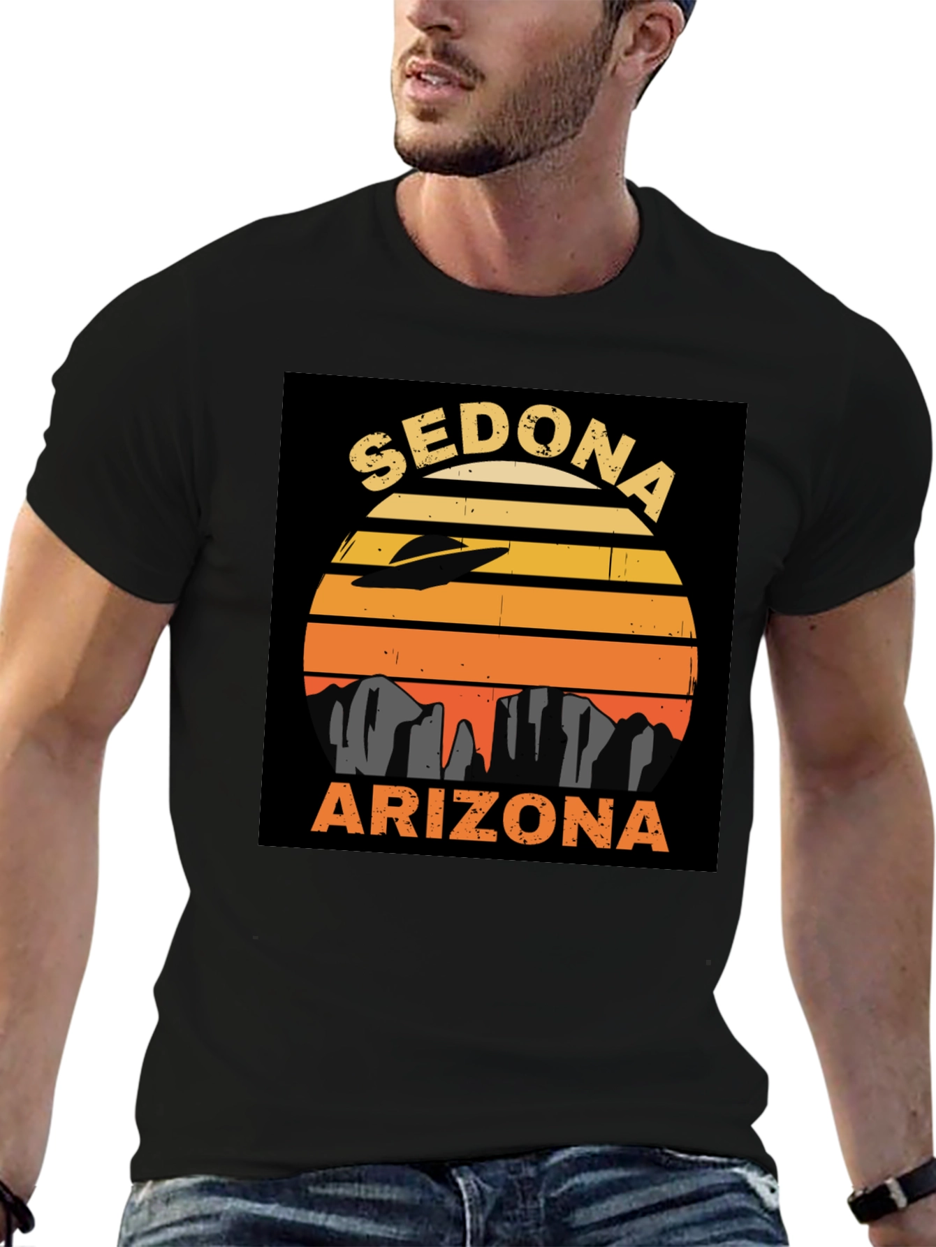 Sedona Arizona UFO Retro Sunset T-Shirt