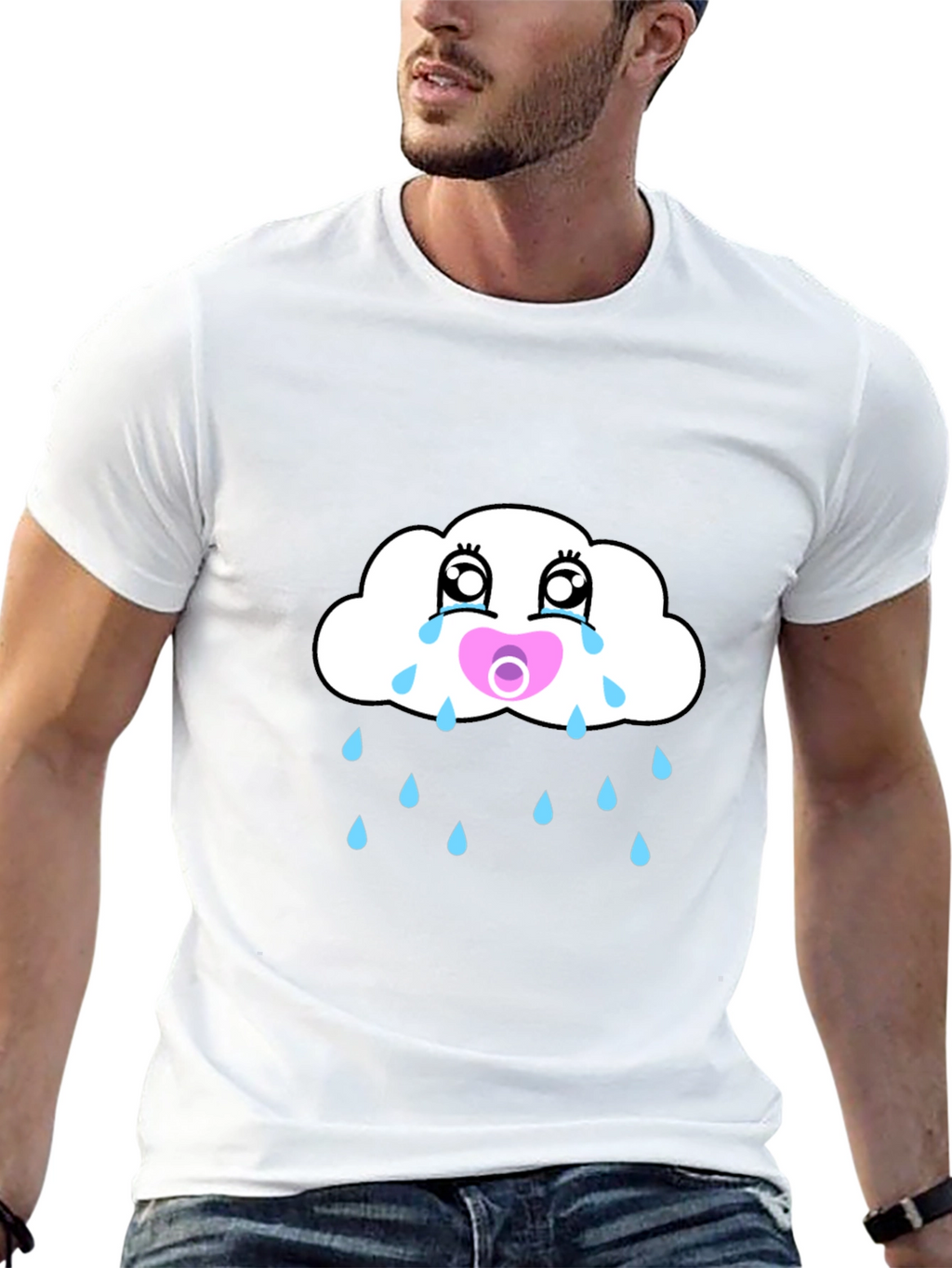Crying Cloud Pacifier Mens Graphic Tee