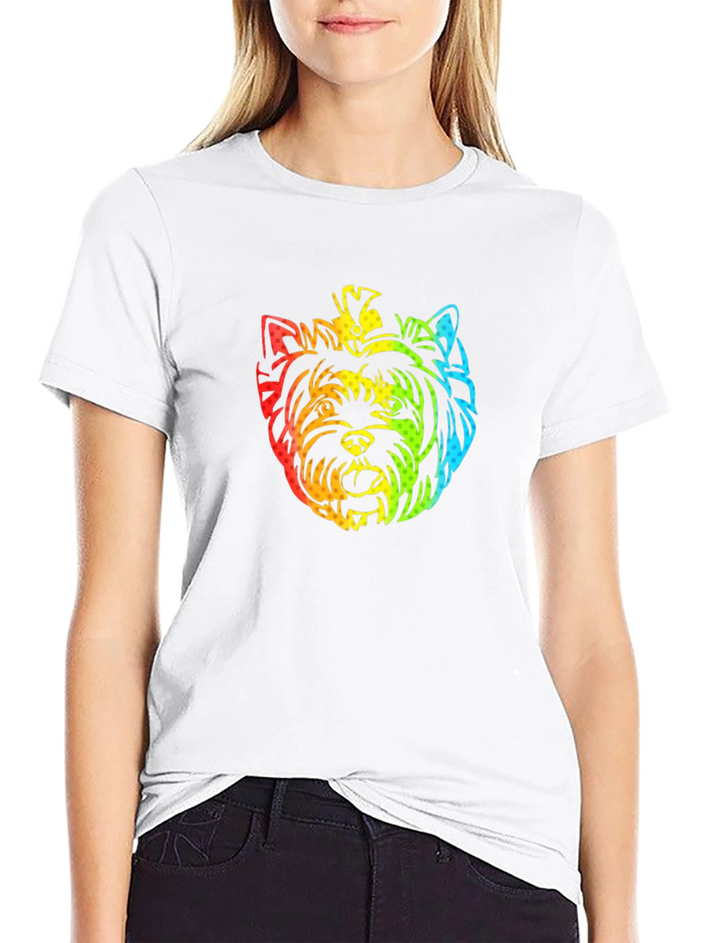 Rainbow Yorkshire Terrier Graphic T-Shirt
