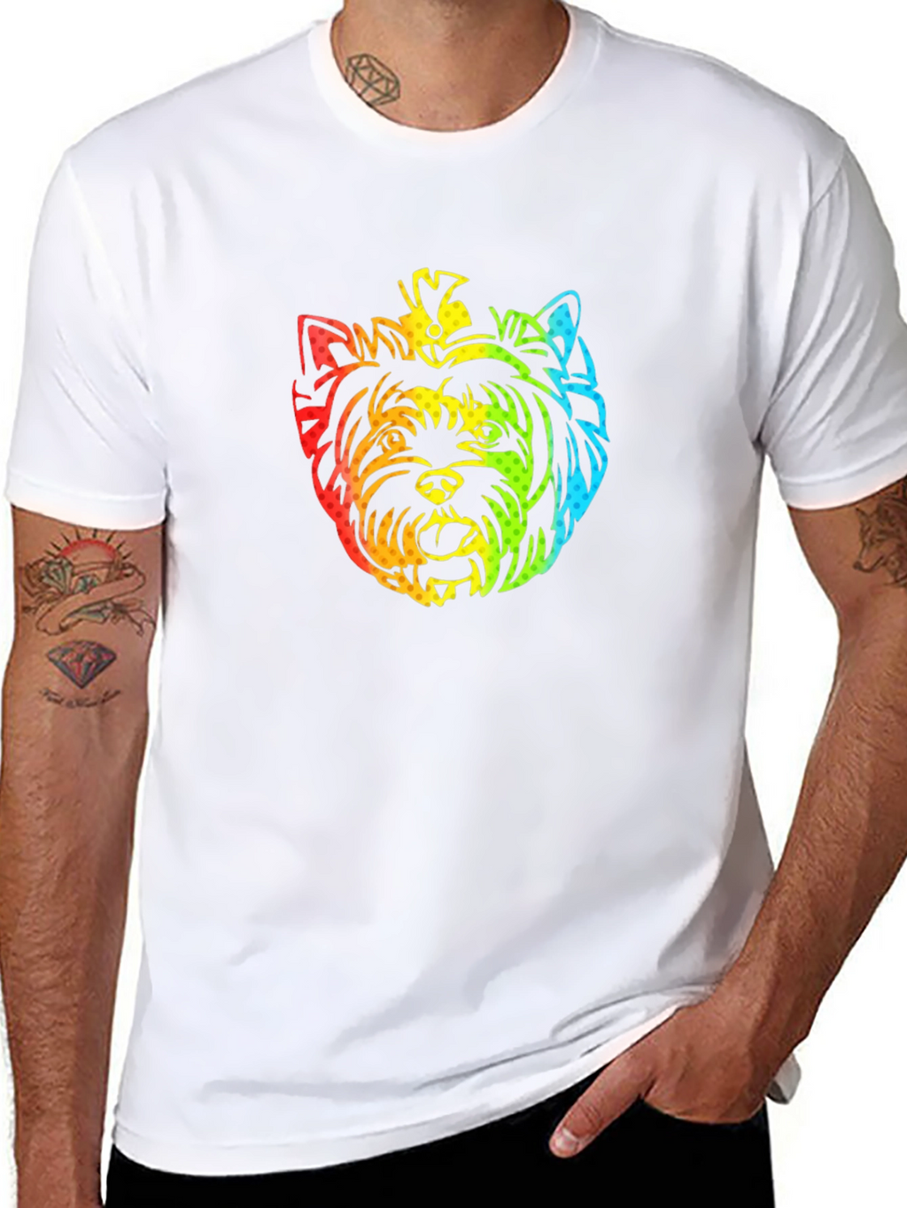 Rainbow Yorkshire Terrier Graphic T-Shirt
