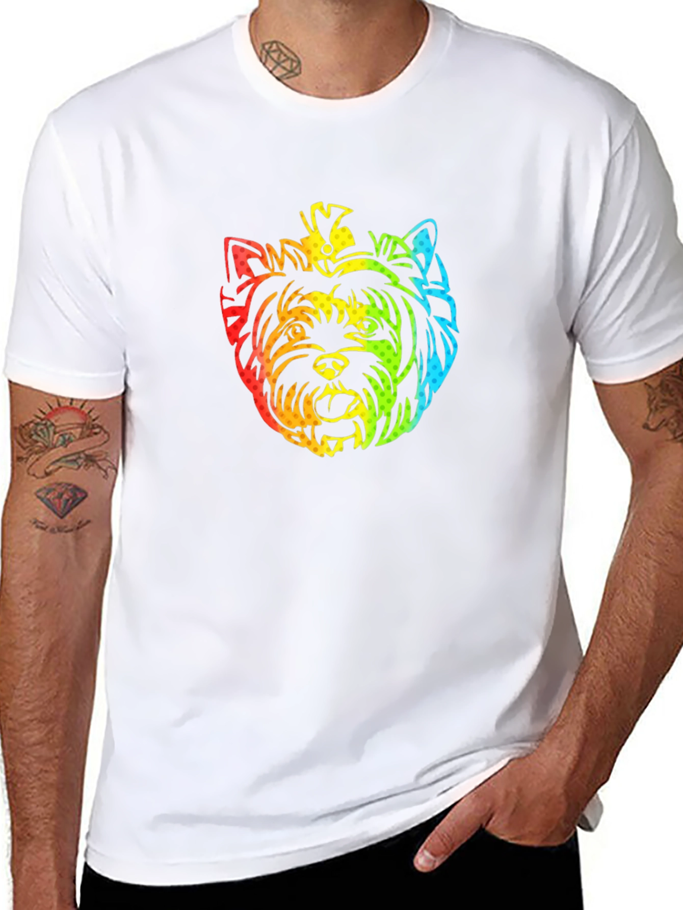 Rainbow Yorkshire Terrier Graphic T-Shirt
