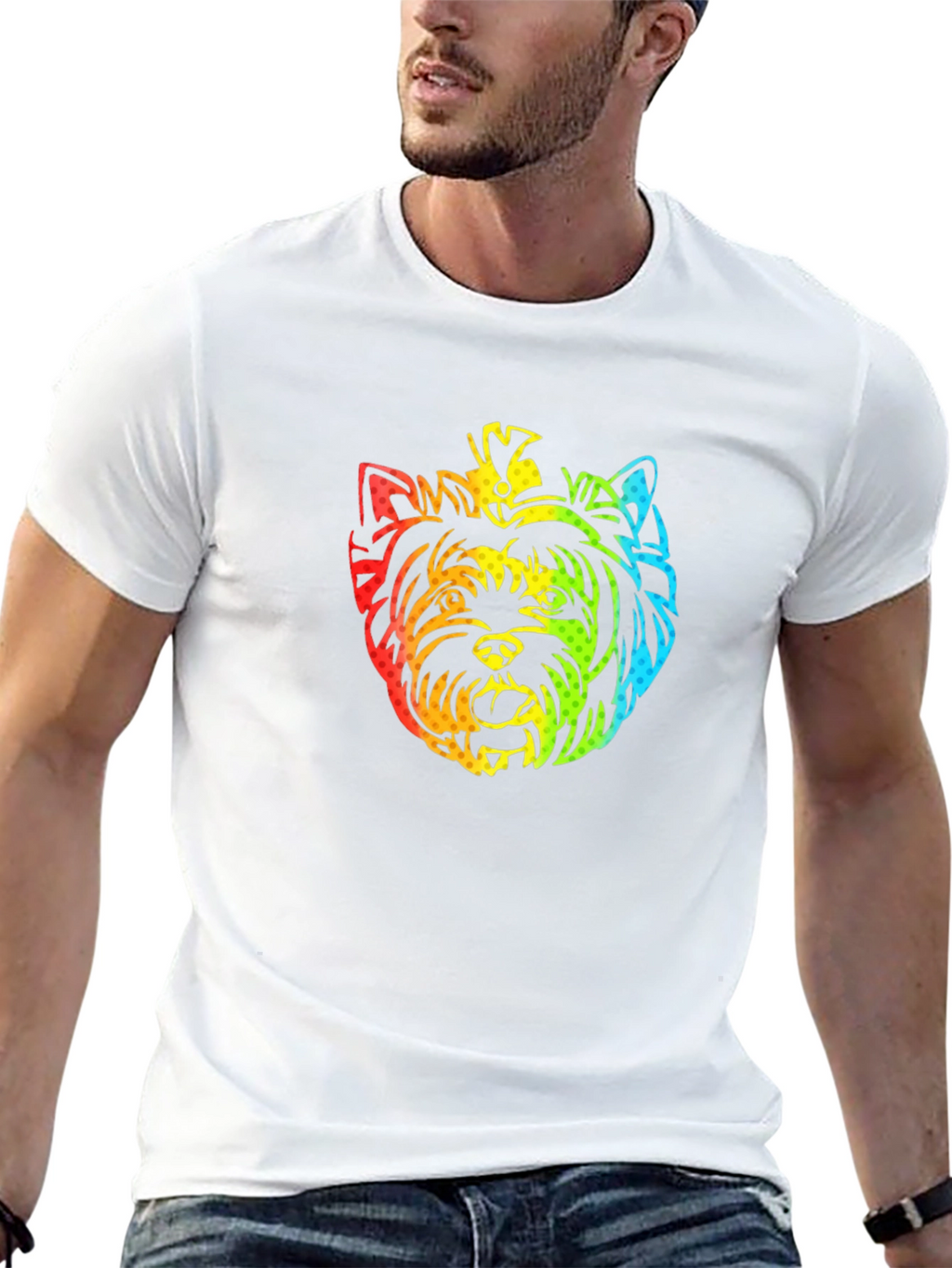 Rainbow Yorkshire Terrier Graphic T-Shirt