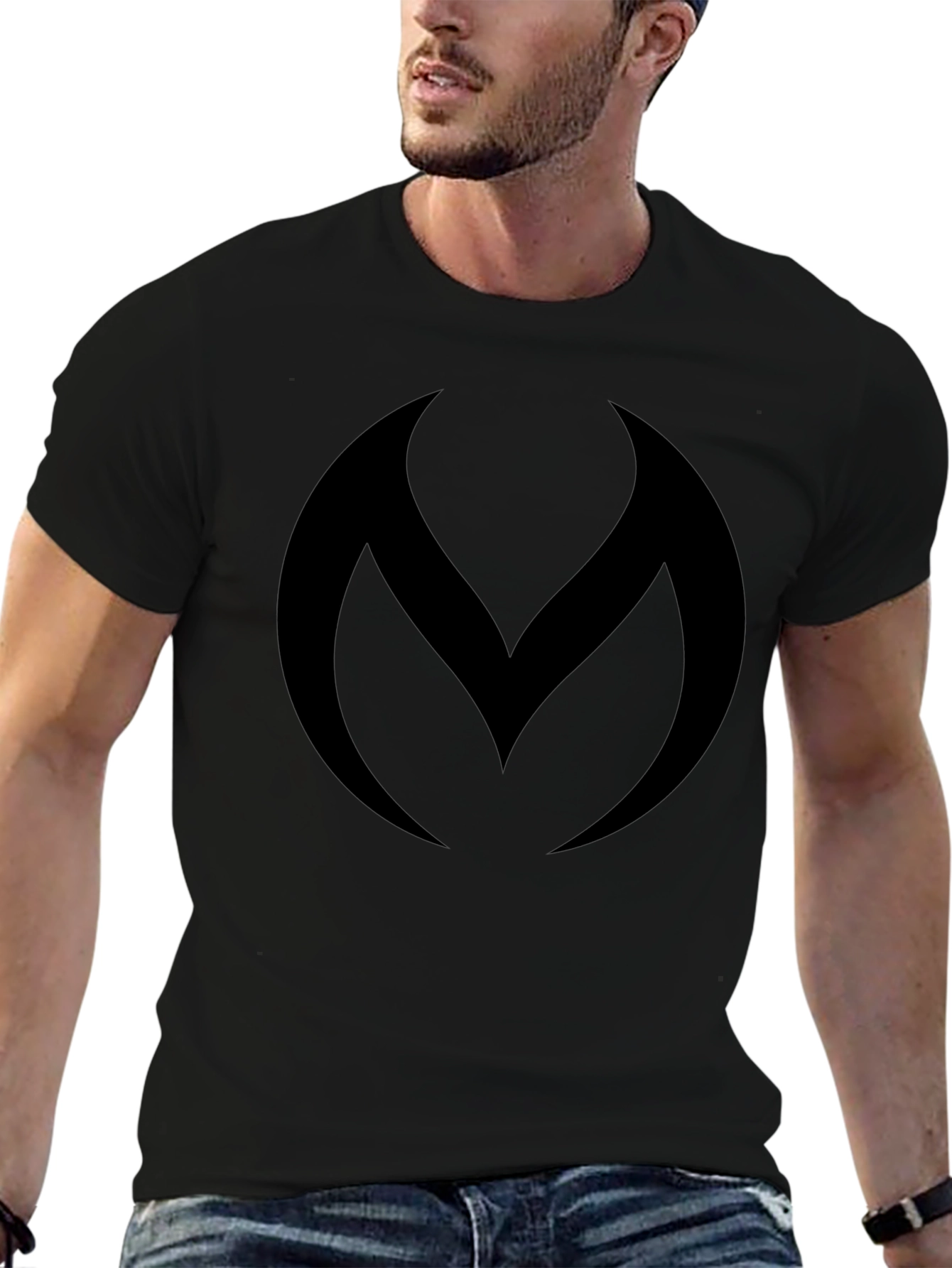 Modern Black Graphic Tee - Abstract Logo