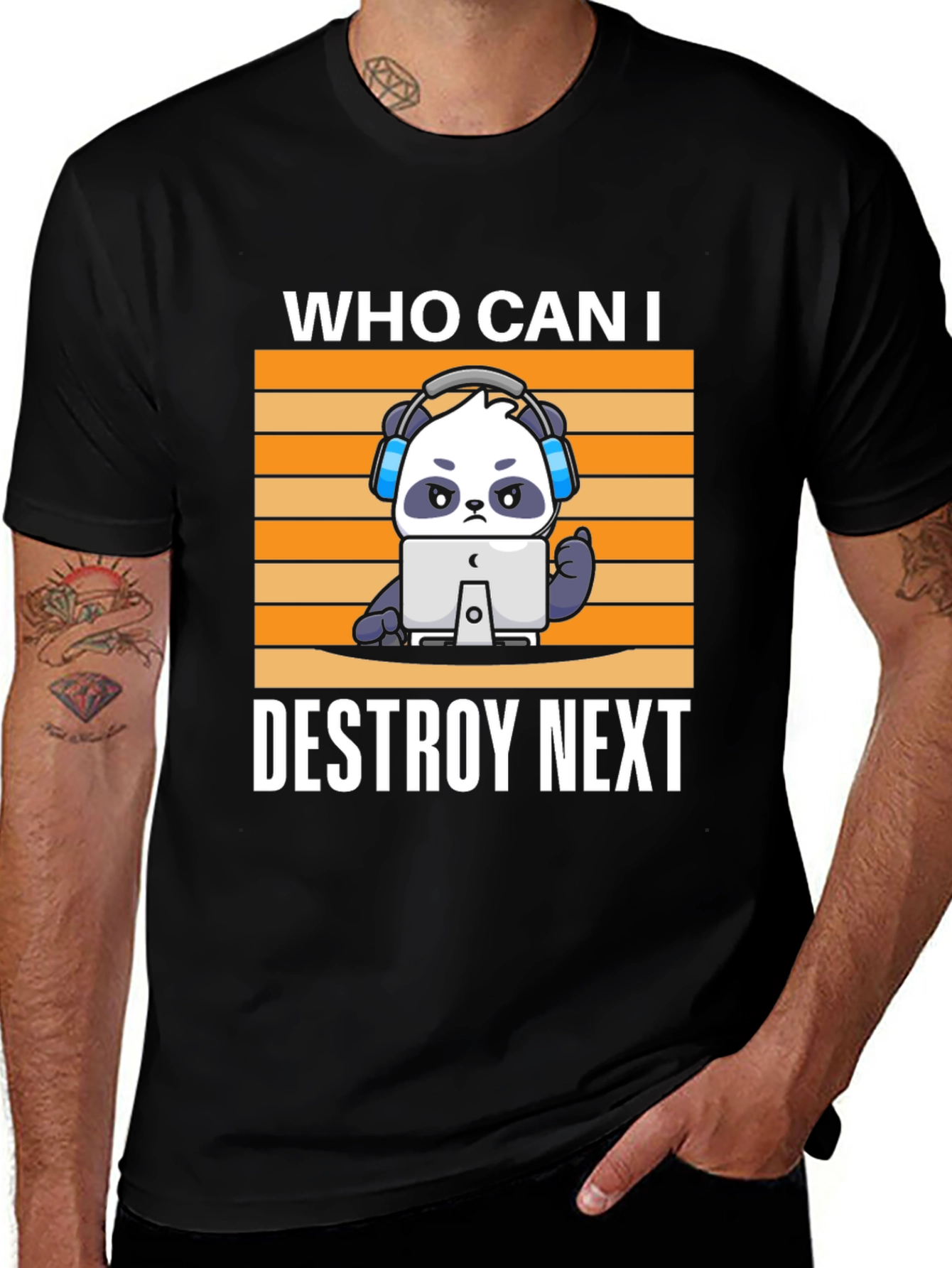 Gamer Panda T-Shirt - Who Can I Destroy Next?