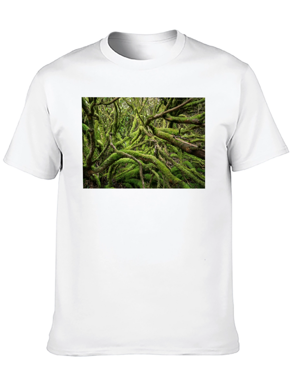 Mossy Forest Print Black T-Shirt