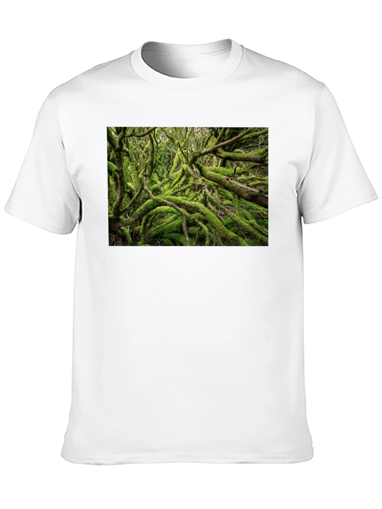 Mossy Forest Print Black T-Shirt