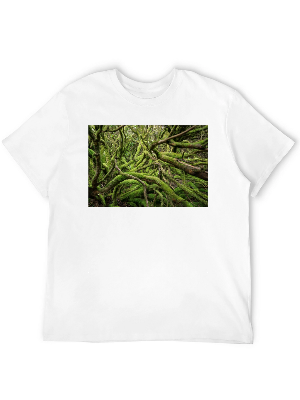 Mossy Forest Print Black T-Shirt