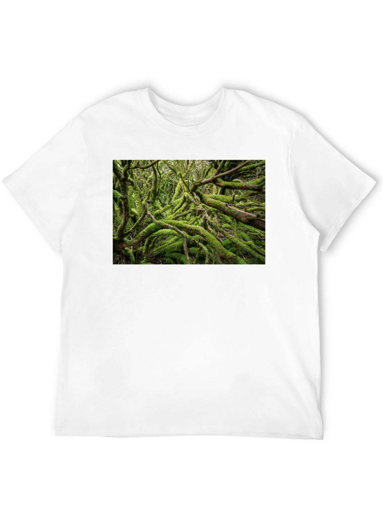 Mossy Forest Print Black T-Shirt