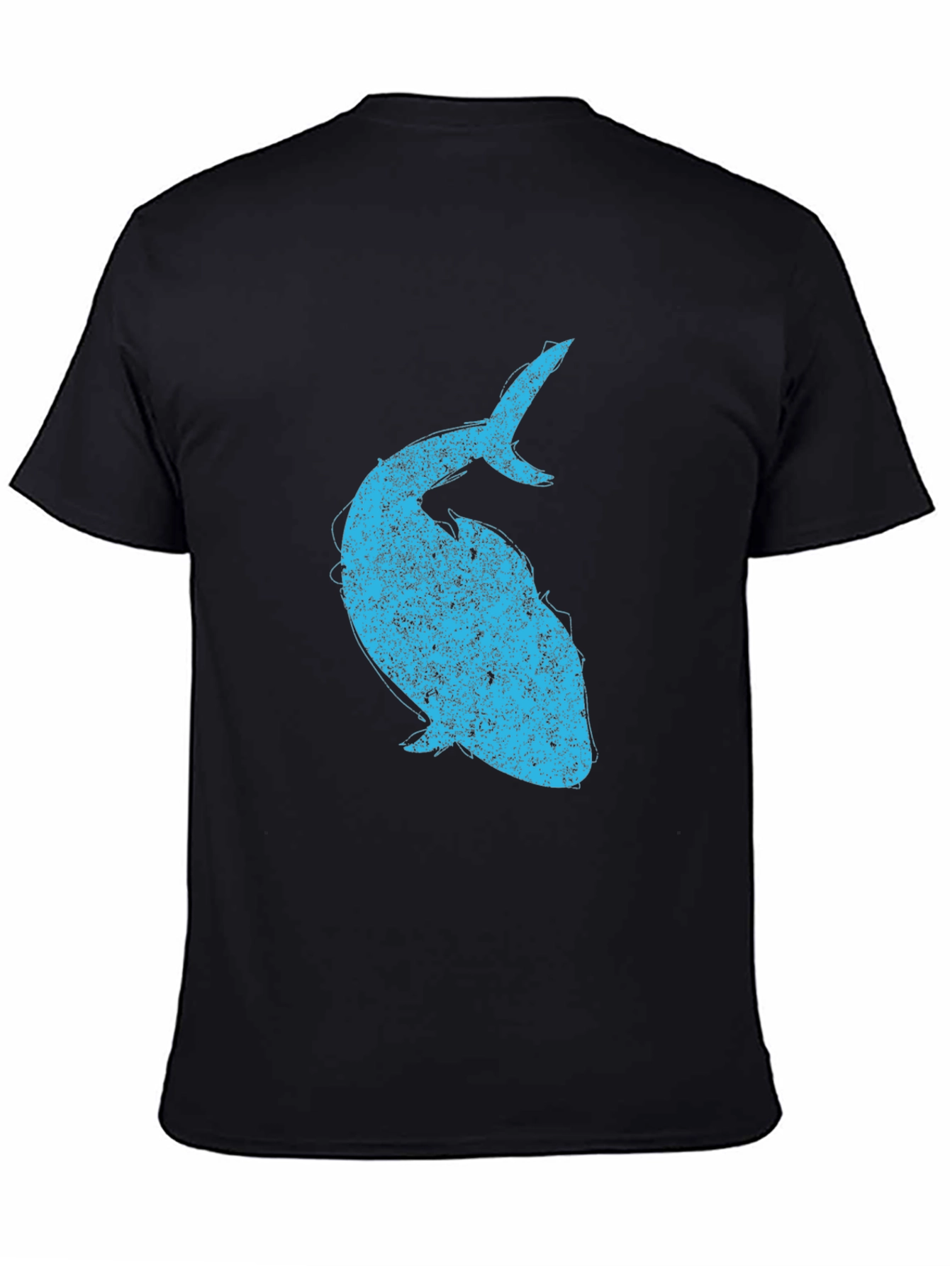 Mens Black T-Shirt with Blue Whale Graphic