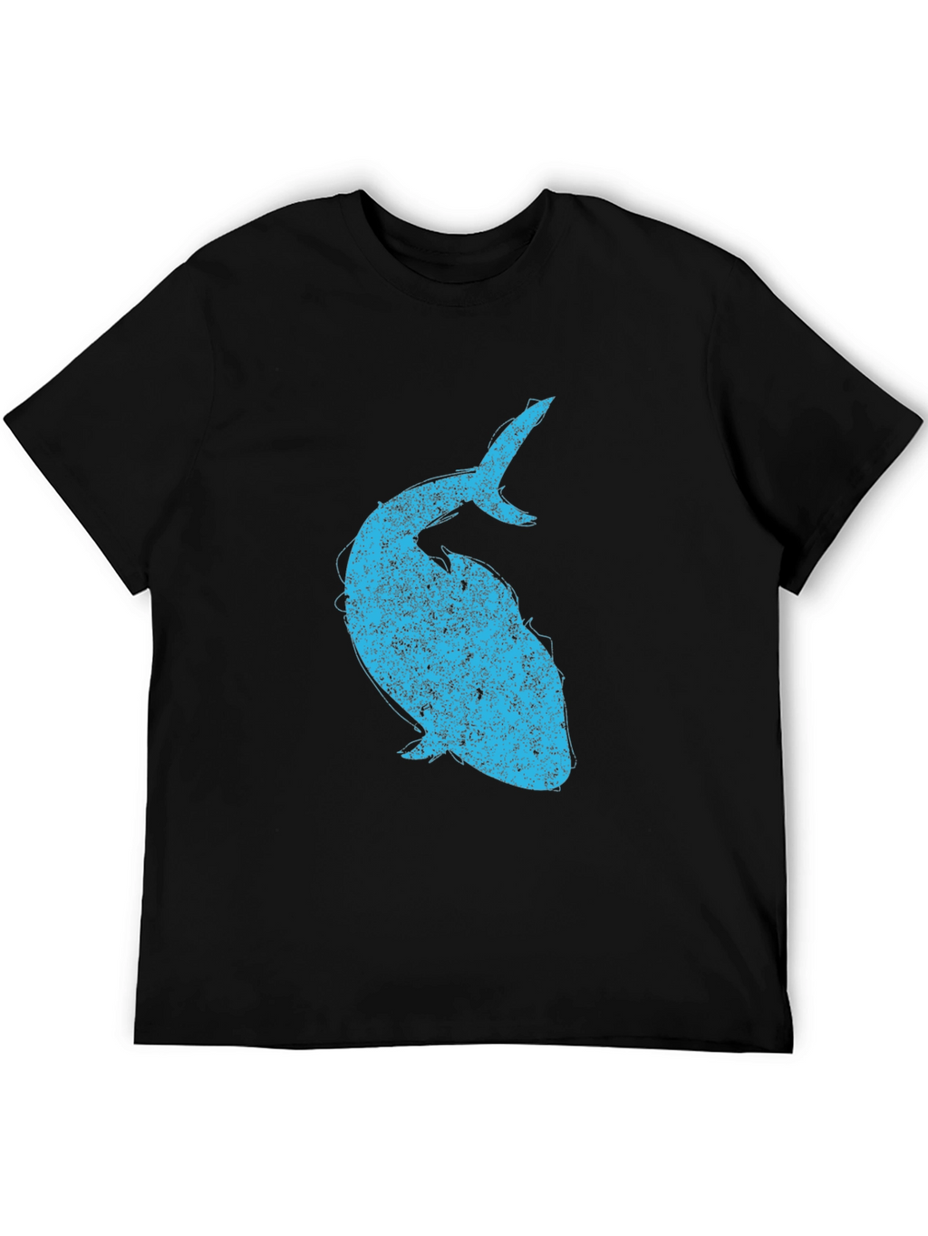 Mens Black T-Shirt with Blue Whale Graphic