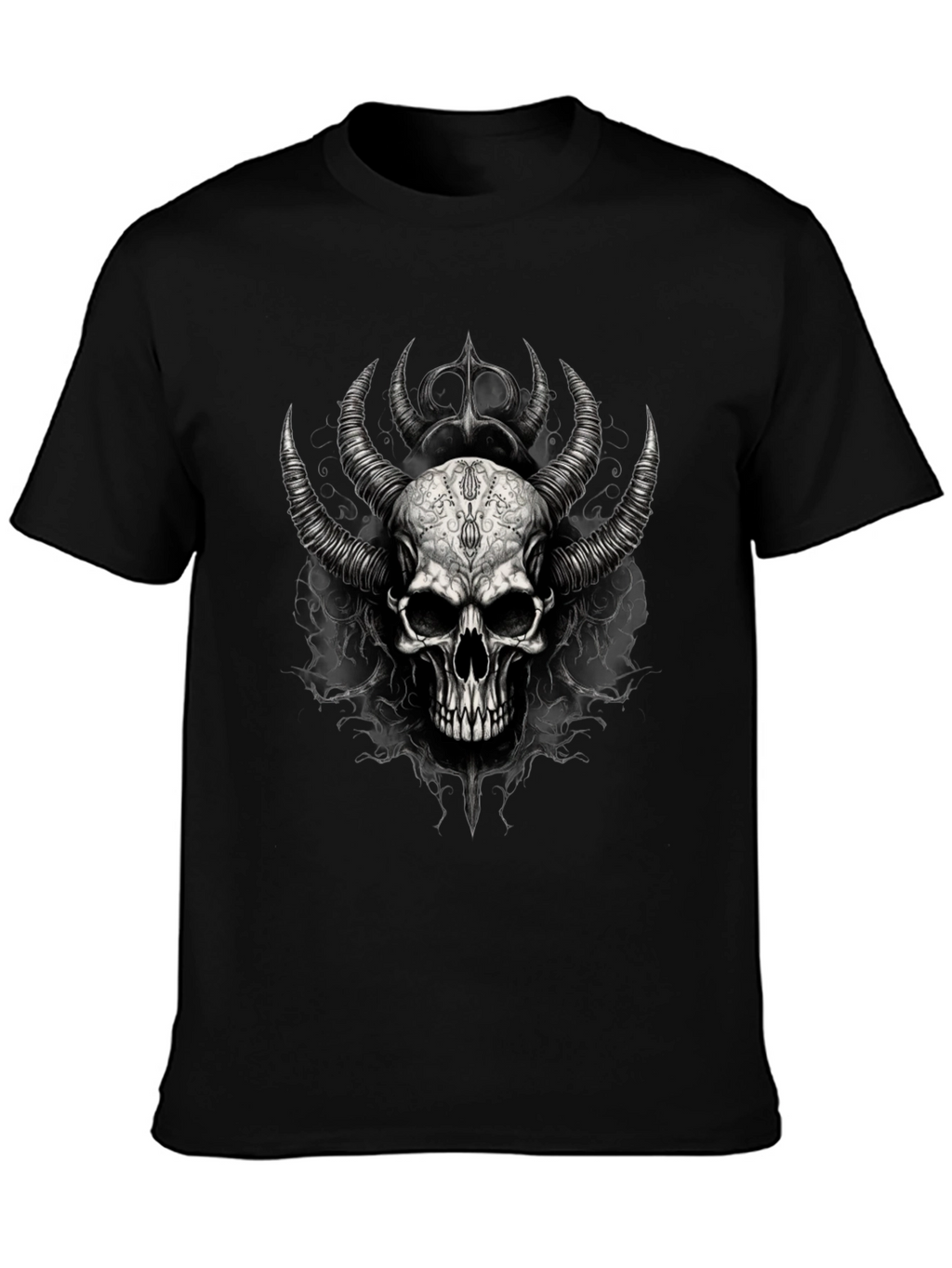 Skull & Horns Graphic Black Tee