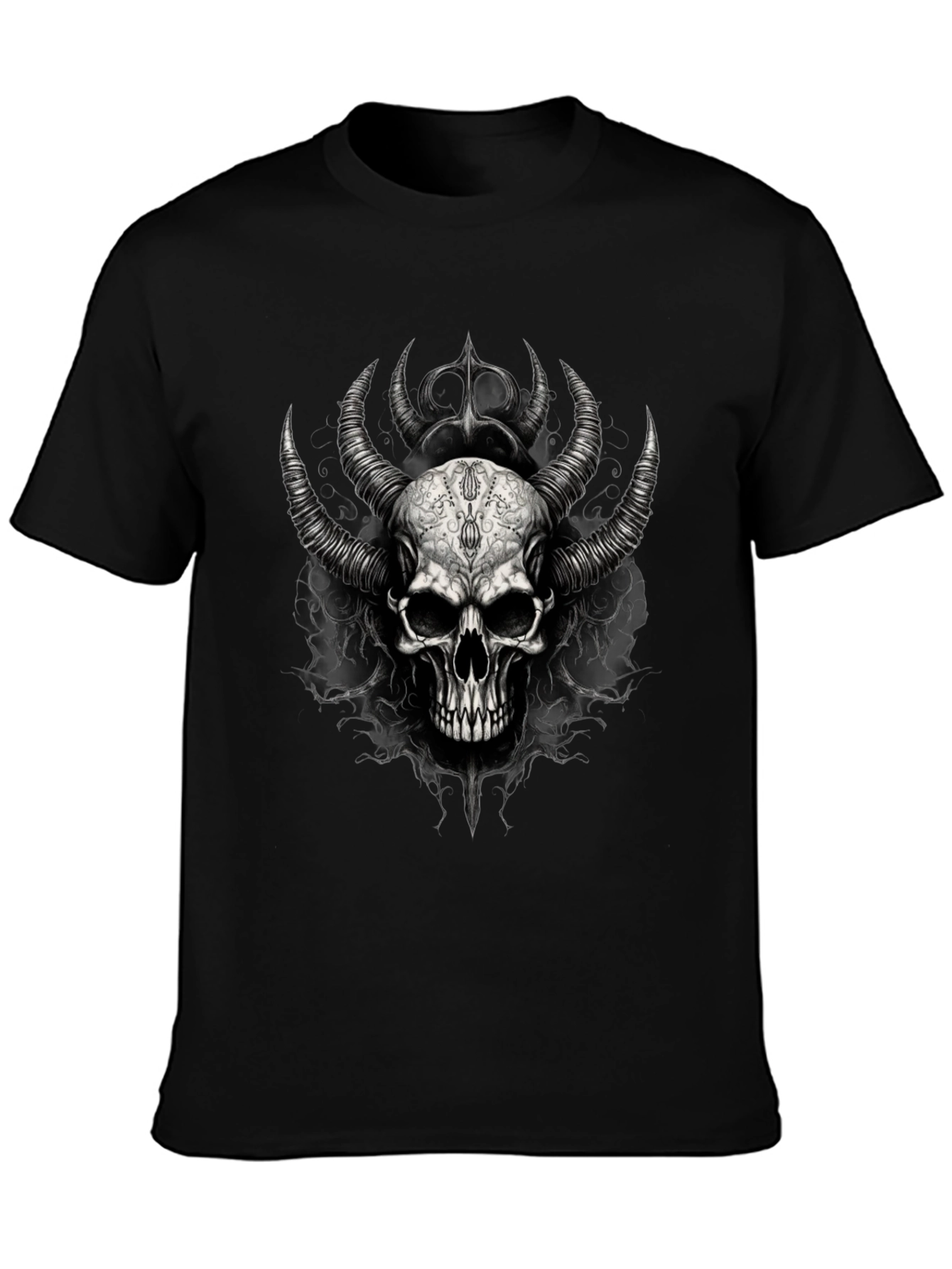 Skull & Horns Graphic Black Tee
