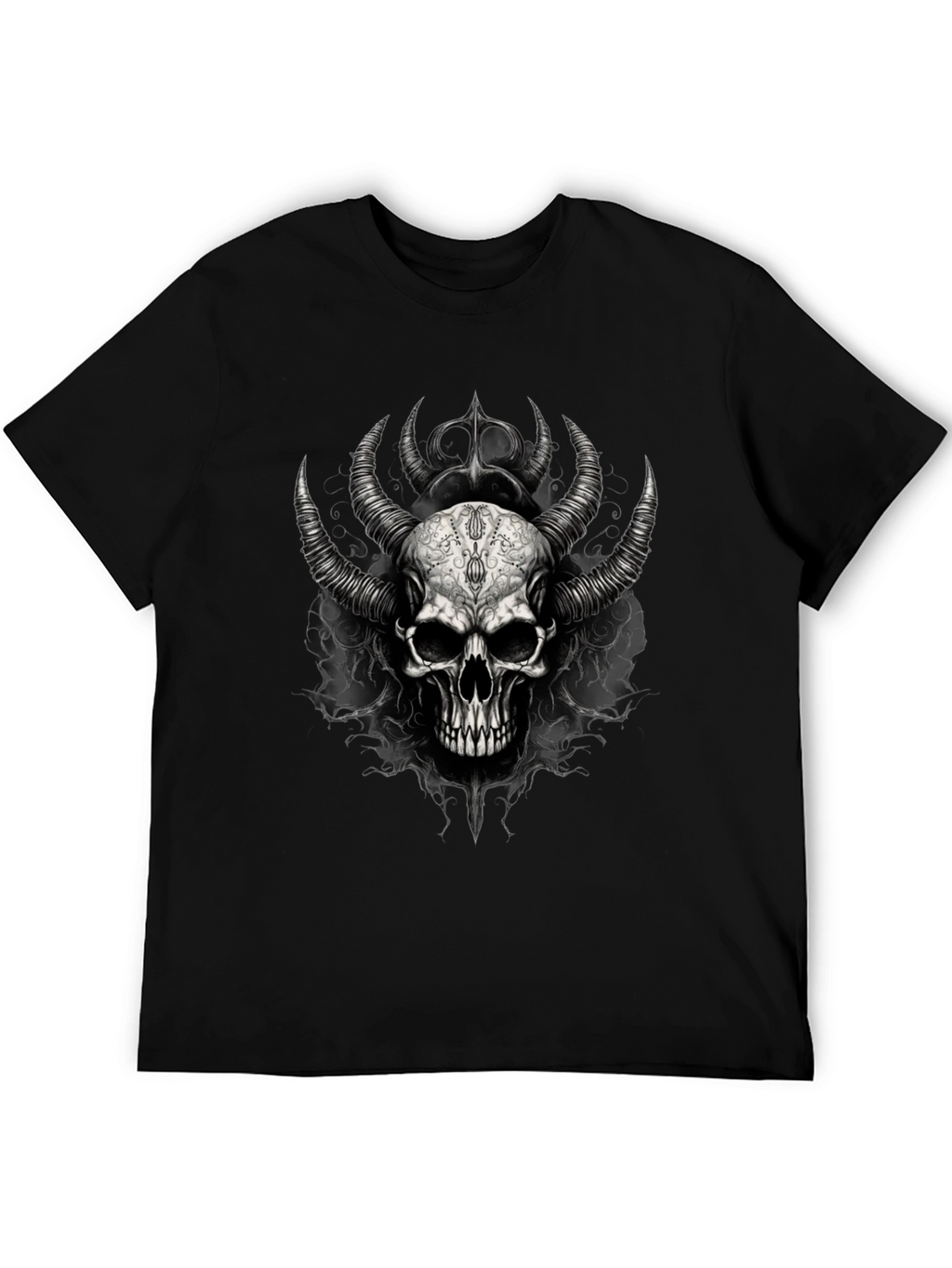 Skull & Horns Graphic Black Tee