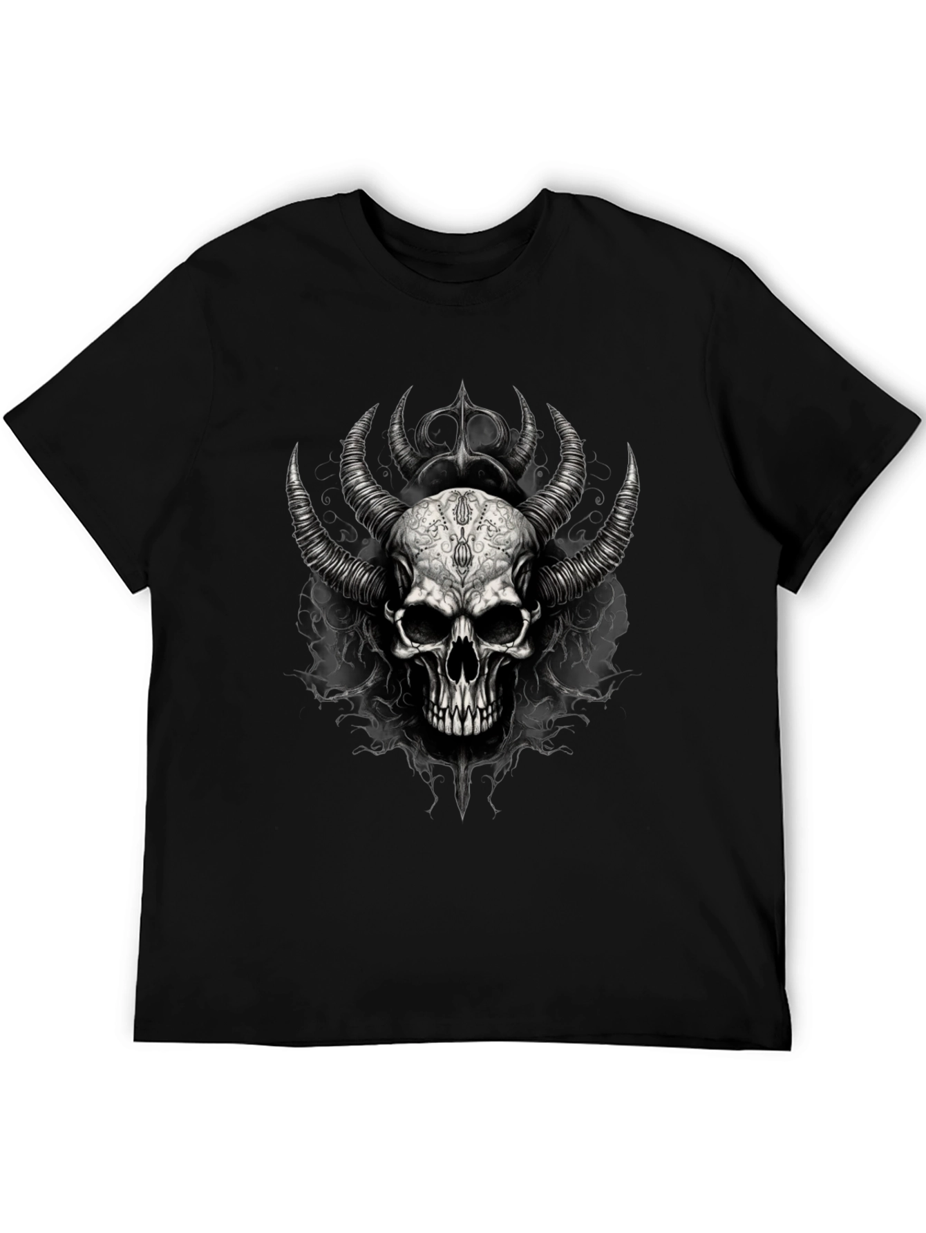 Skull & Horns Graphic Black Tee