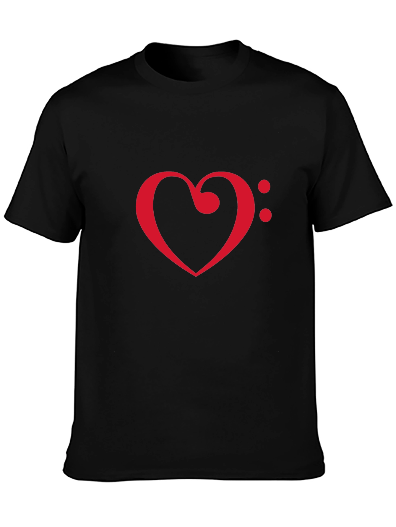 Heart Clef Black T-Shirt - Music Lovers Tee