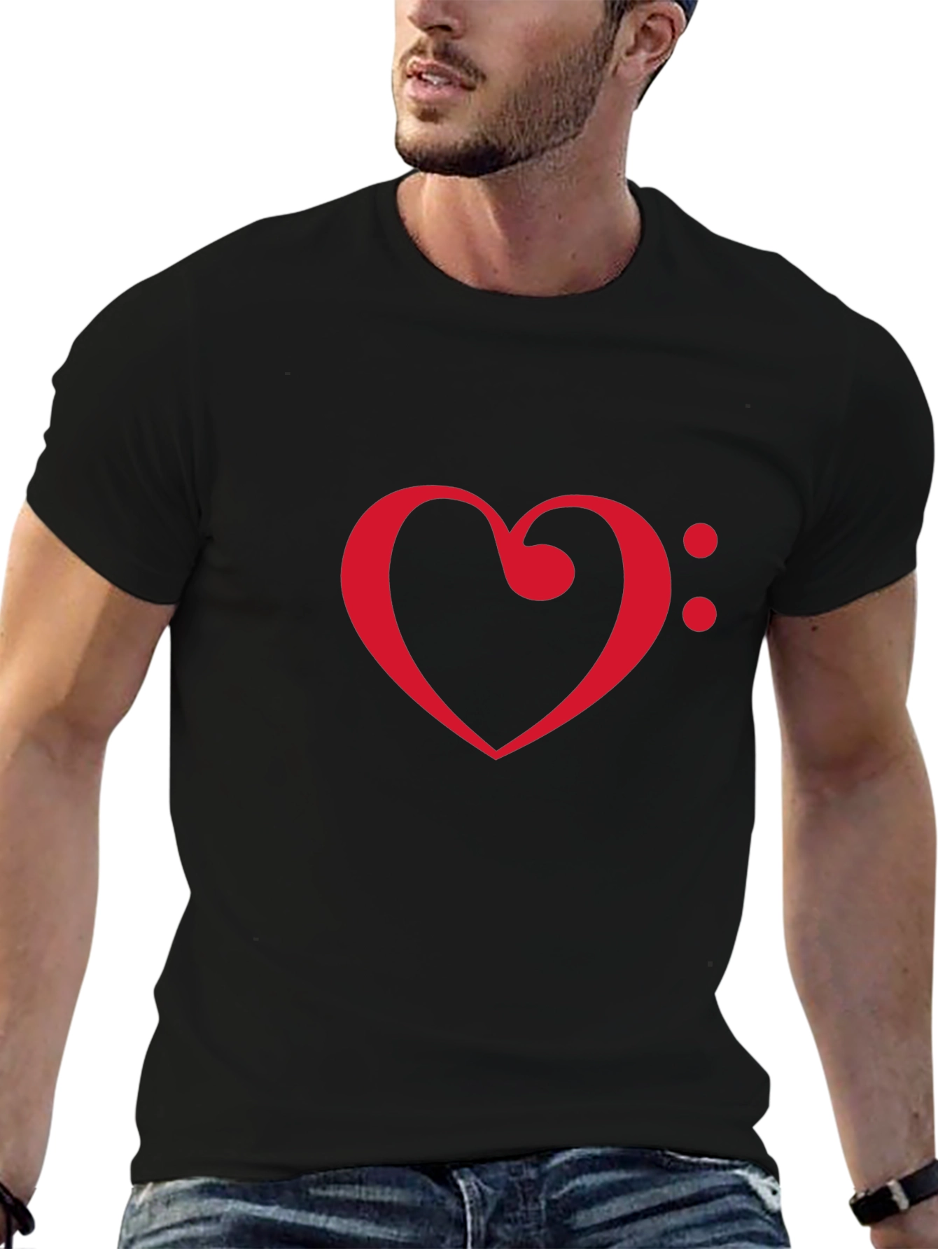 Heart Clef Black T-Shirt - Music Lovers Tee