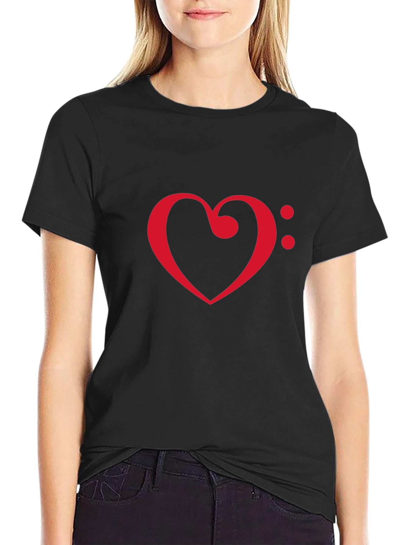 Heart Clef Black T-Shirt - Music Lovers Tee