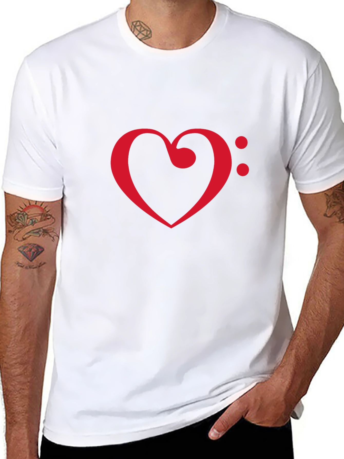 Heart Clef Black T-Shirt - Music Lovers Tee