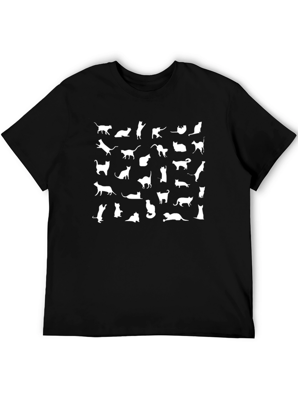 Mens Black Cat Silhouette Graphic T-Shirt