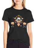 Monkey Skull Headdress Graphic Tee - Black