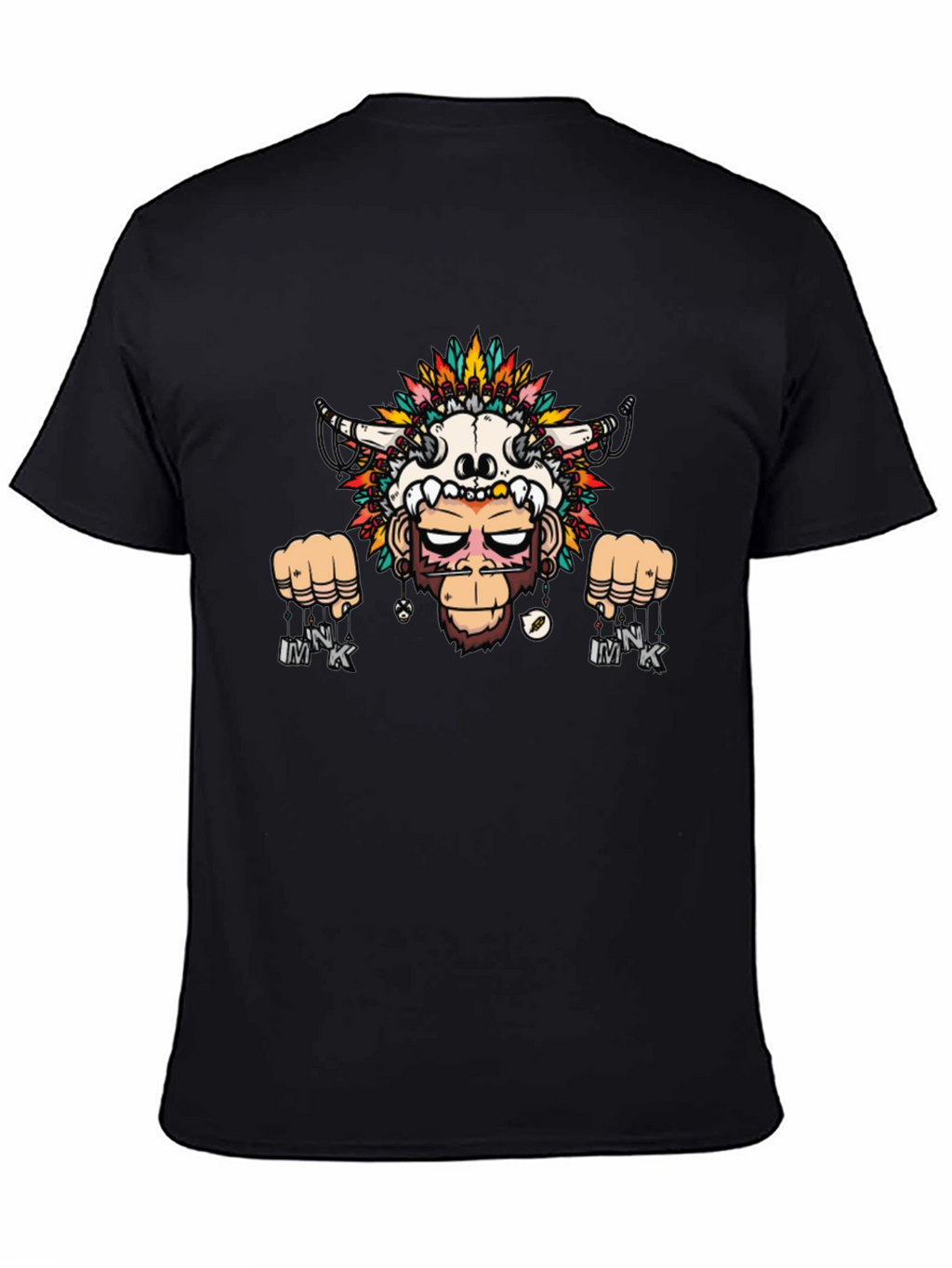 Monkey Skull Headdress Graphic Tee - Black