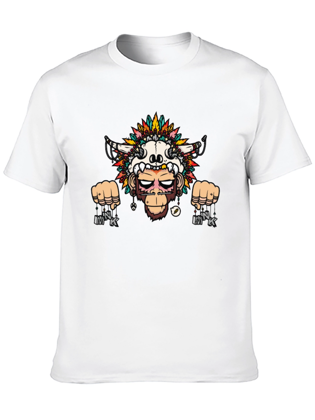 Monkey Skull Headdress Graphic Tee - Black