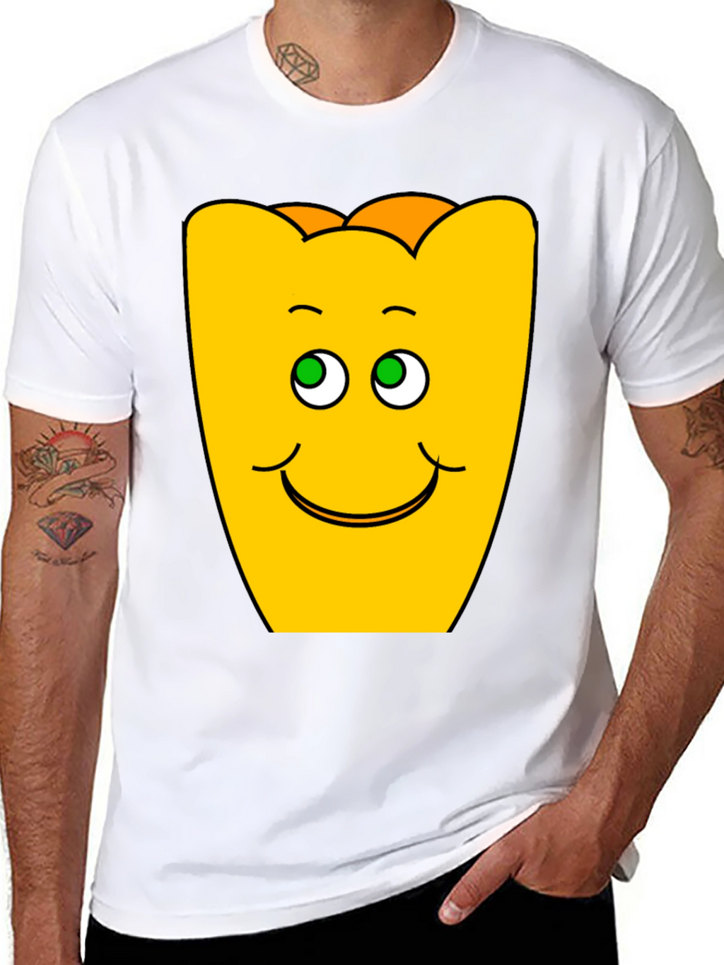 Funny Smiling Yellow Character Black T-Shirt