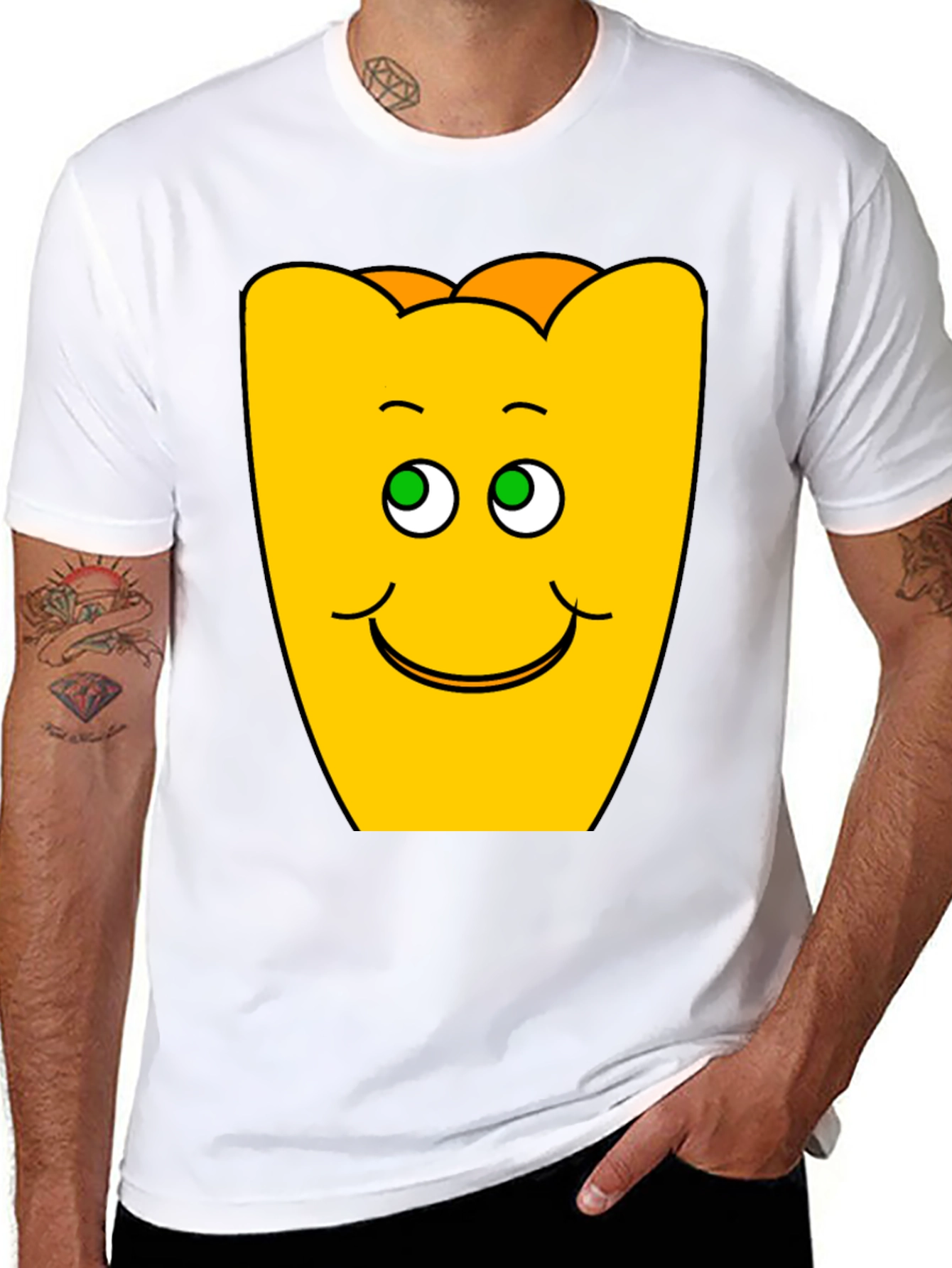 Funny Smiling Yellow Character Black T-Shirt