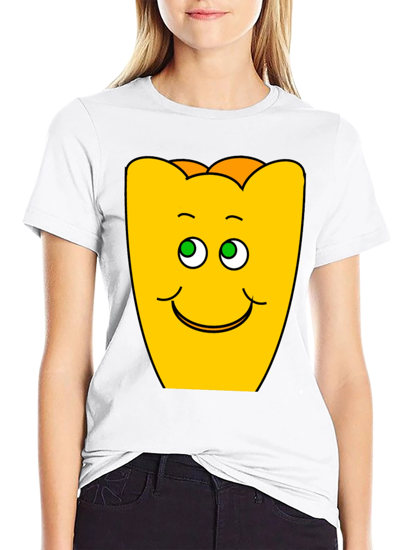Funny Smiling Yellow Character Black T-Shirt