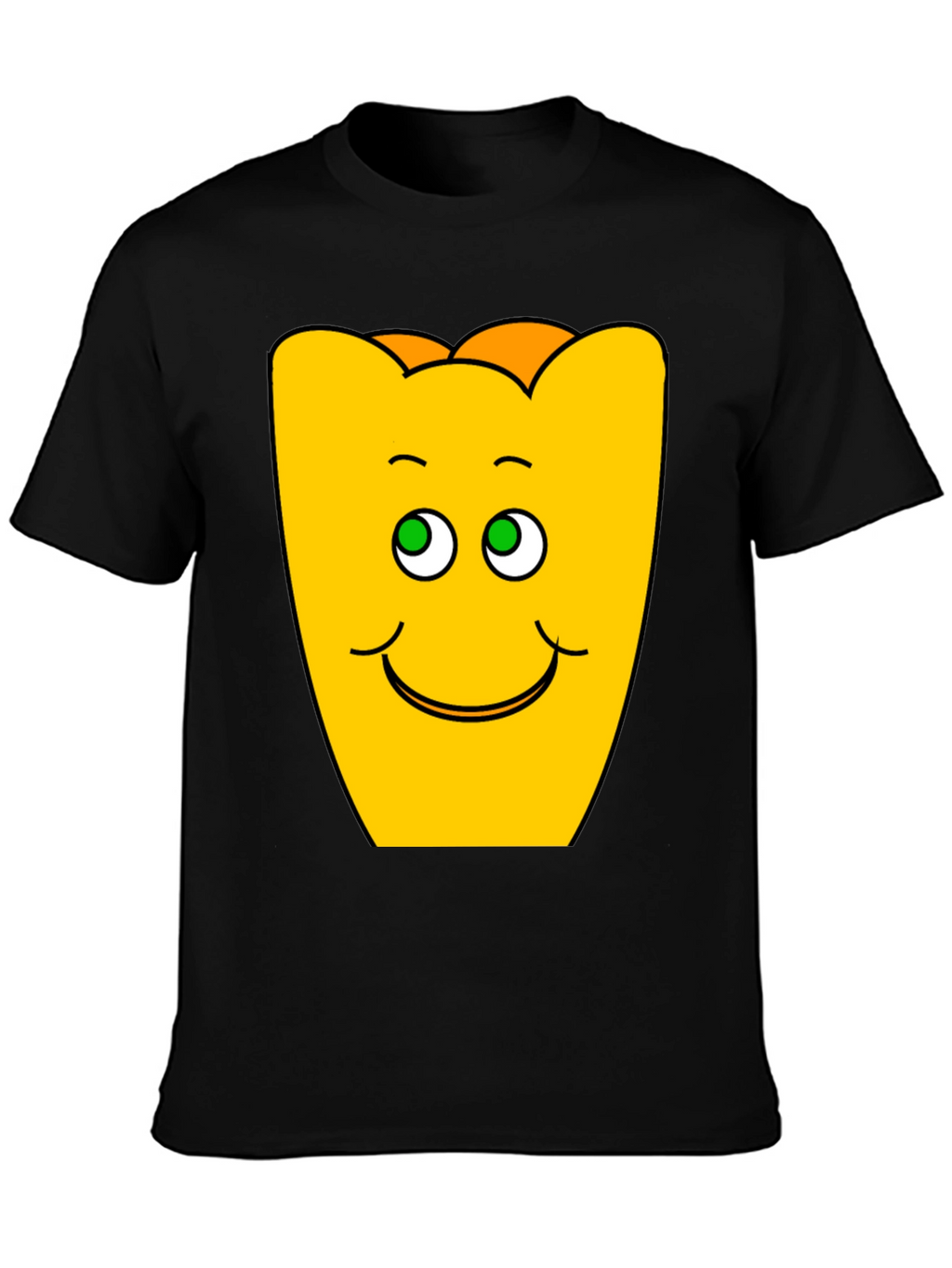 Funny Smiling Yellow Character Black T-Shirt