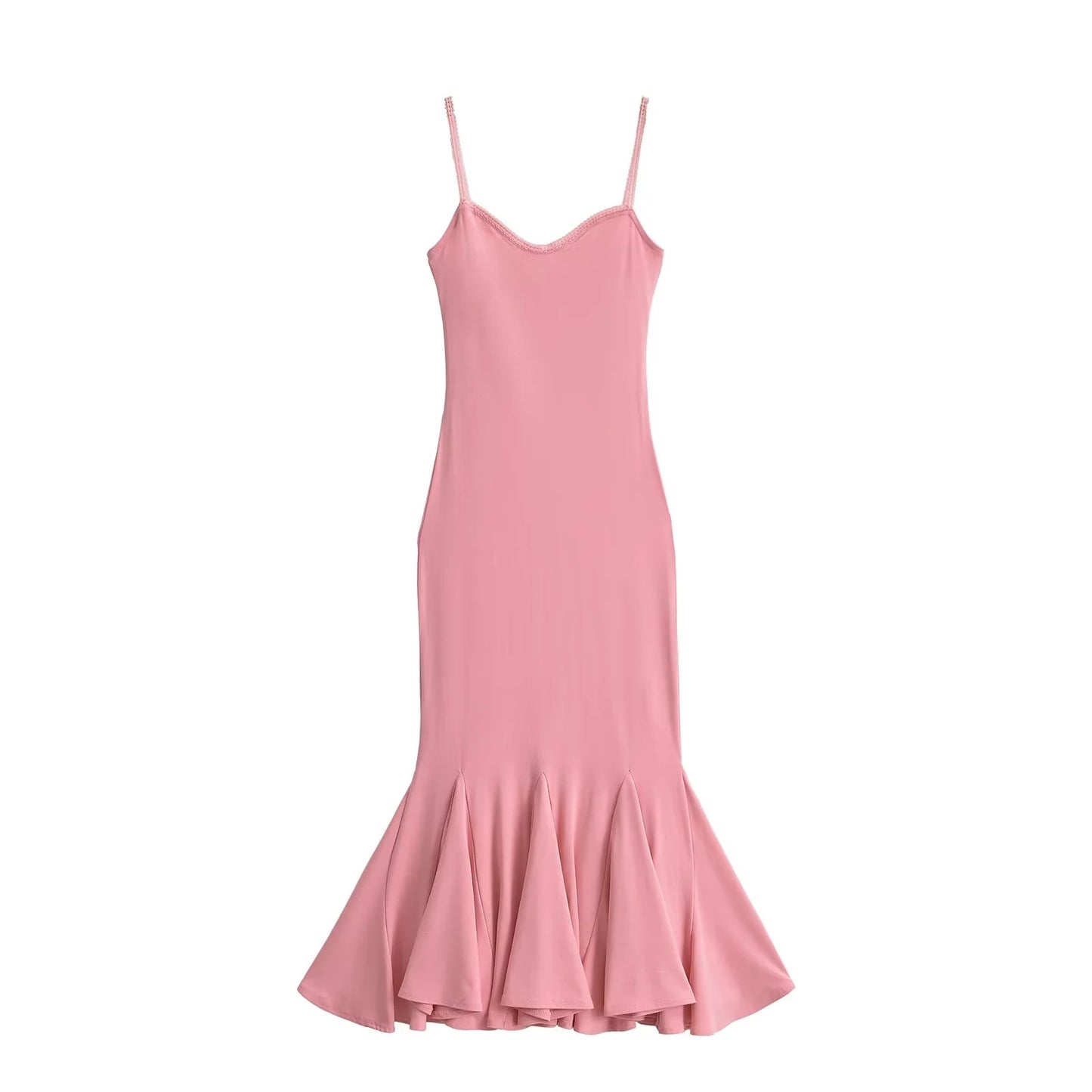 Lace-spliced camisole dress