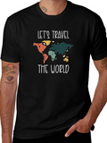 Lets Travel the World Graphic Tee - Black